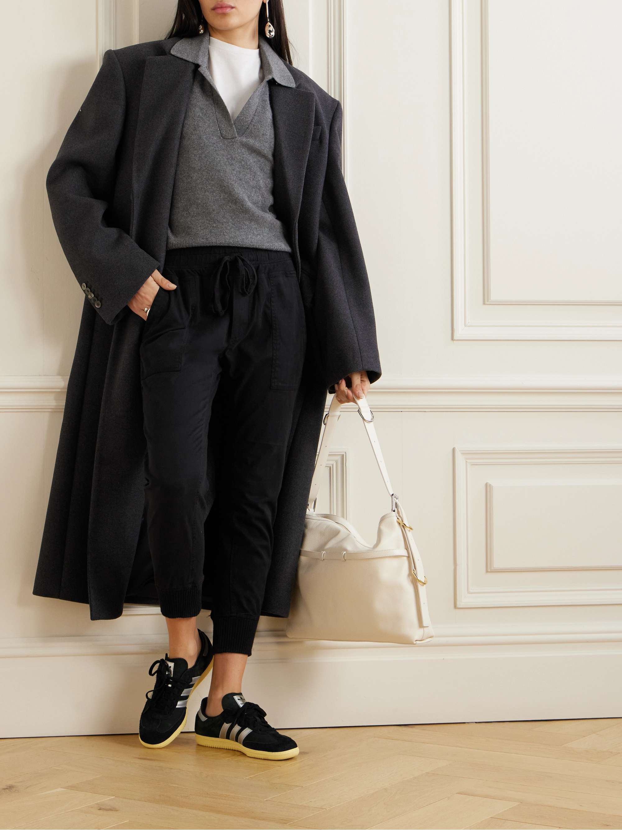 JAMES PERSE Jersey-trimmed cotton-twill track pants