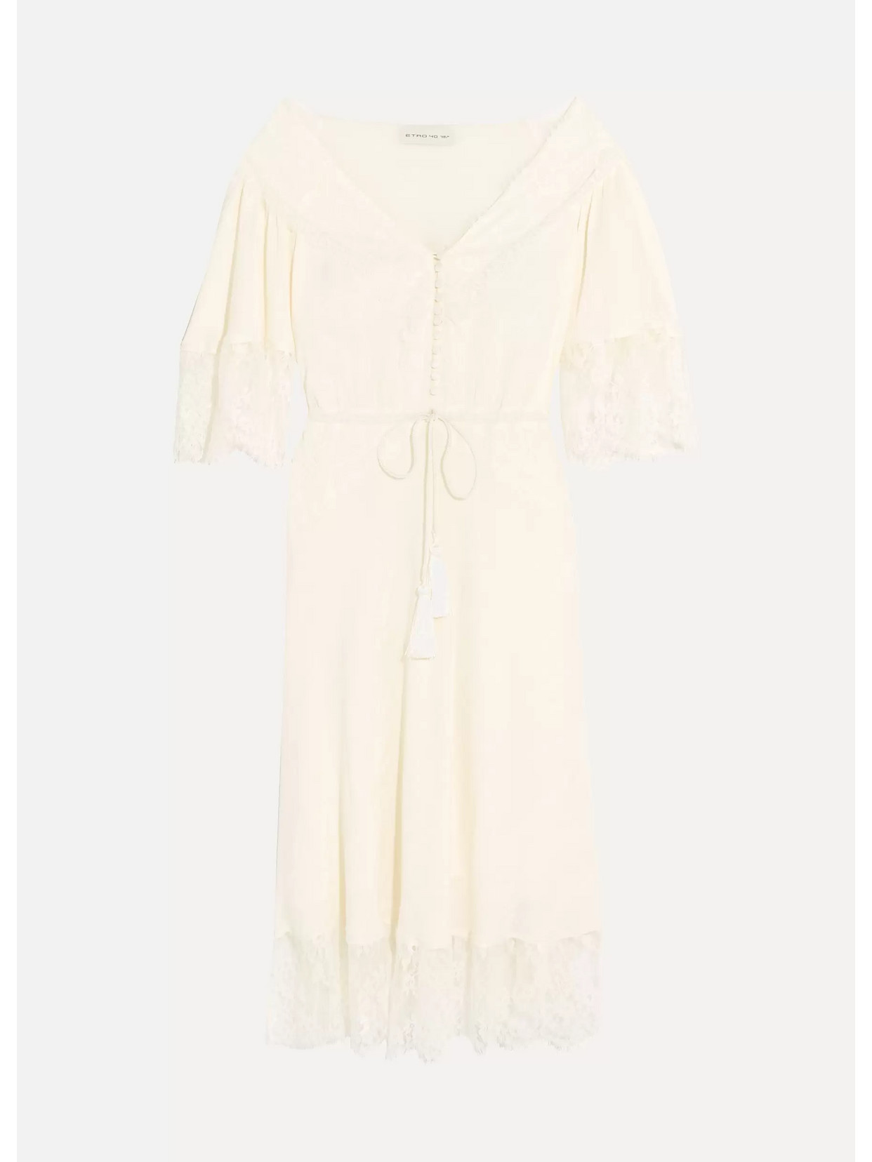 Etro - Lace-paneled Silk-jacquard Midi Dress - Ivory