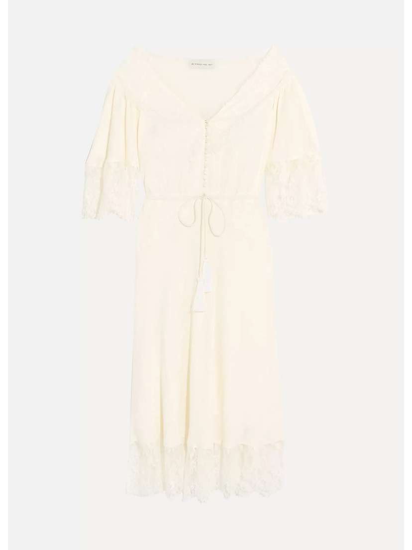 Etro Lace-paneled Silk-jacquard Midi Dress