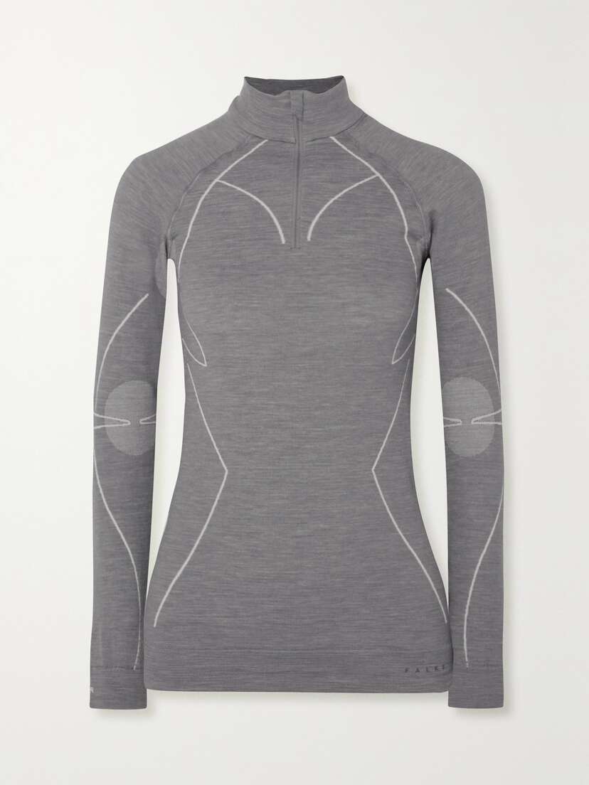 FALKE Ergonomic Sport System Paneled Stretch Wool-blend Top