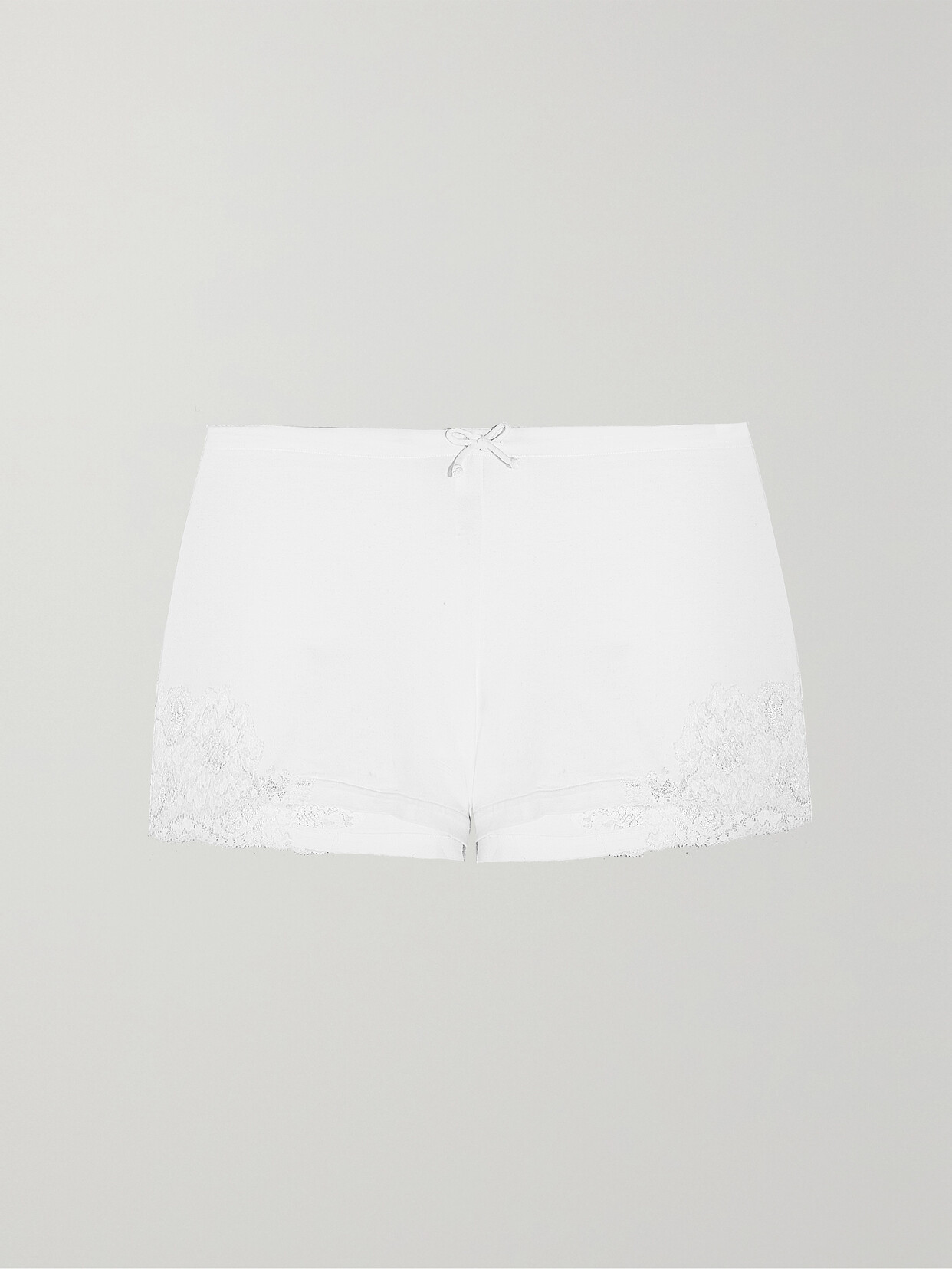 La Perla Souple Lace-trimmed Stretch-cotton Jersey Pajama Shorts - White