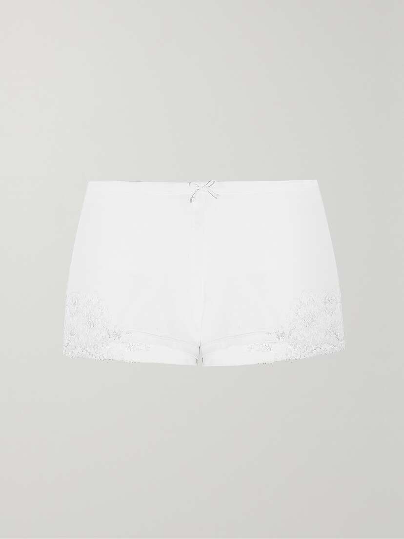 La Perla Souple Lace-trimmed Stretch-cotton Jersey Pajama Shorts