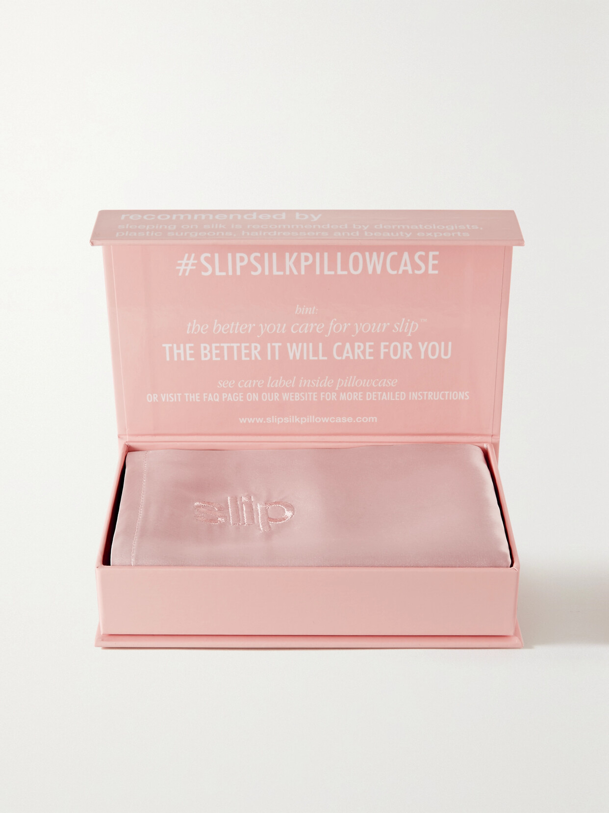 Slip Embroidered Silk Queen Pillowcase In Pink ModeSens