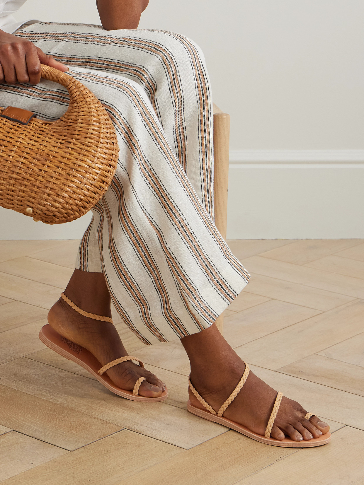 Ancient Greek Sandals Eleftheria Braided-leather Flat Sandals In Neutrals