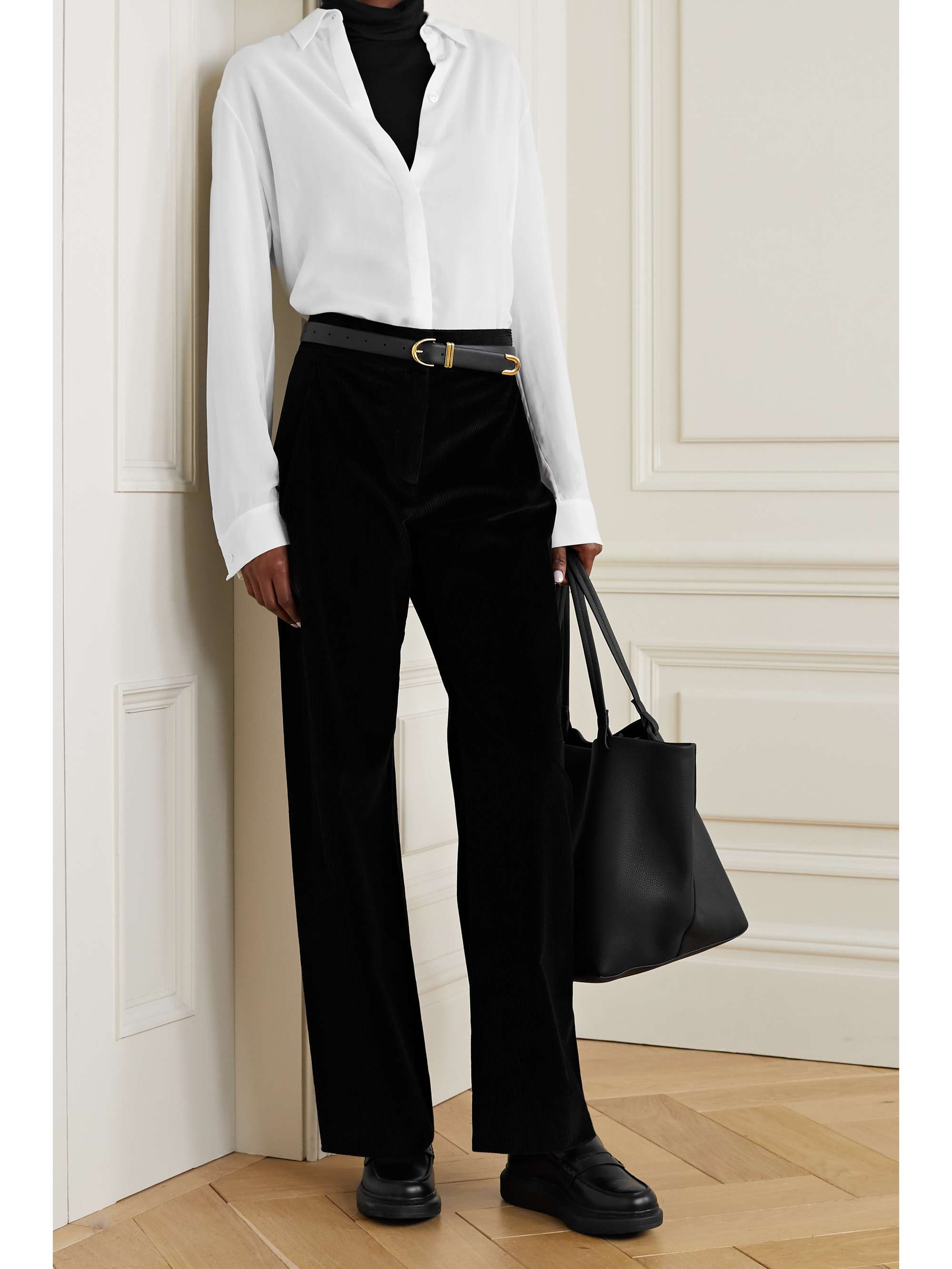THE ROW Carla pleated chiffon blouse