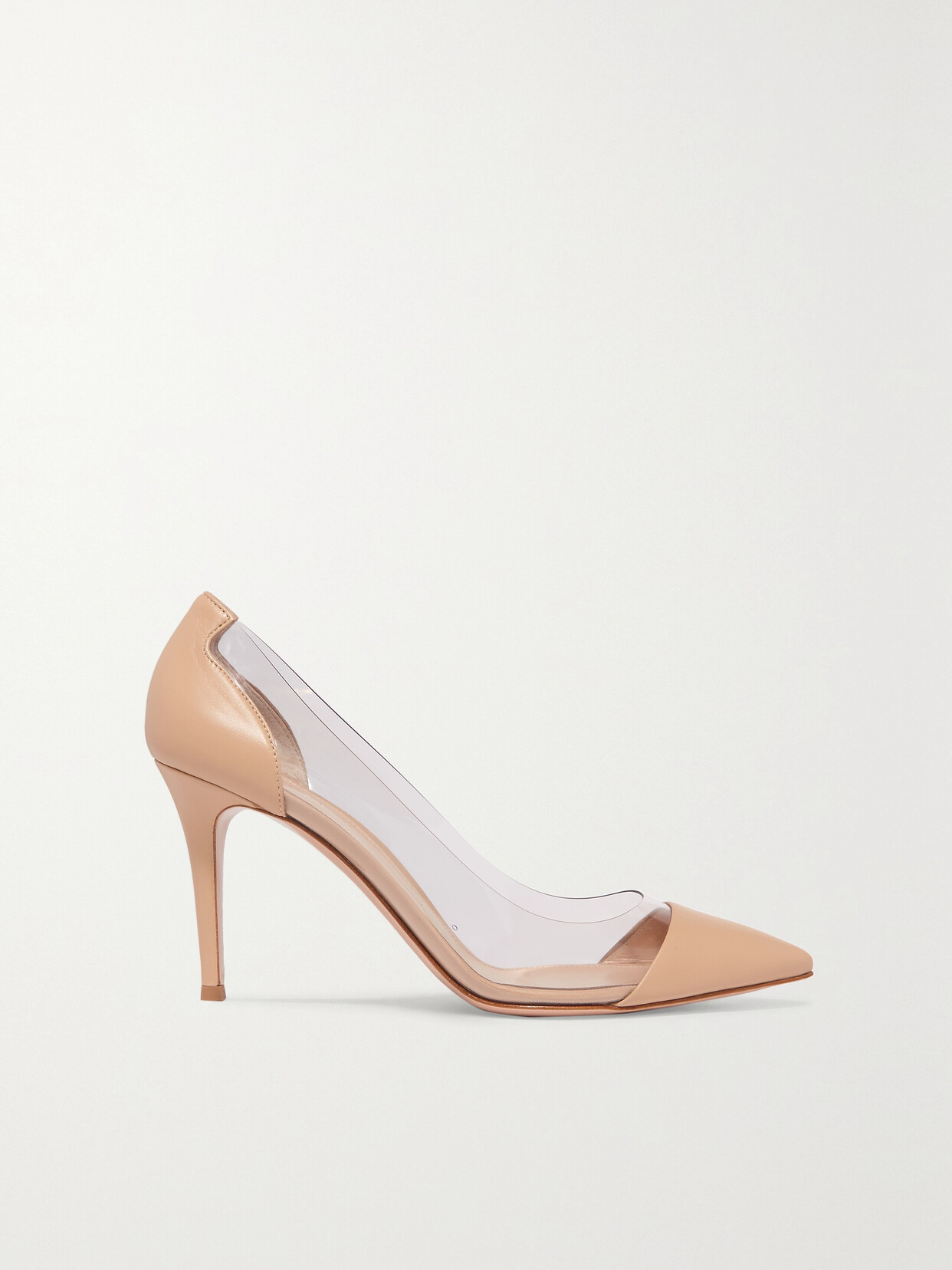 Shop Gianvito Rossi Plexi 85 Leather And Pvc Pumps In Neutral