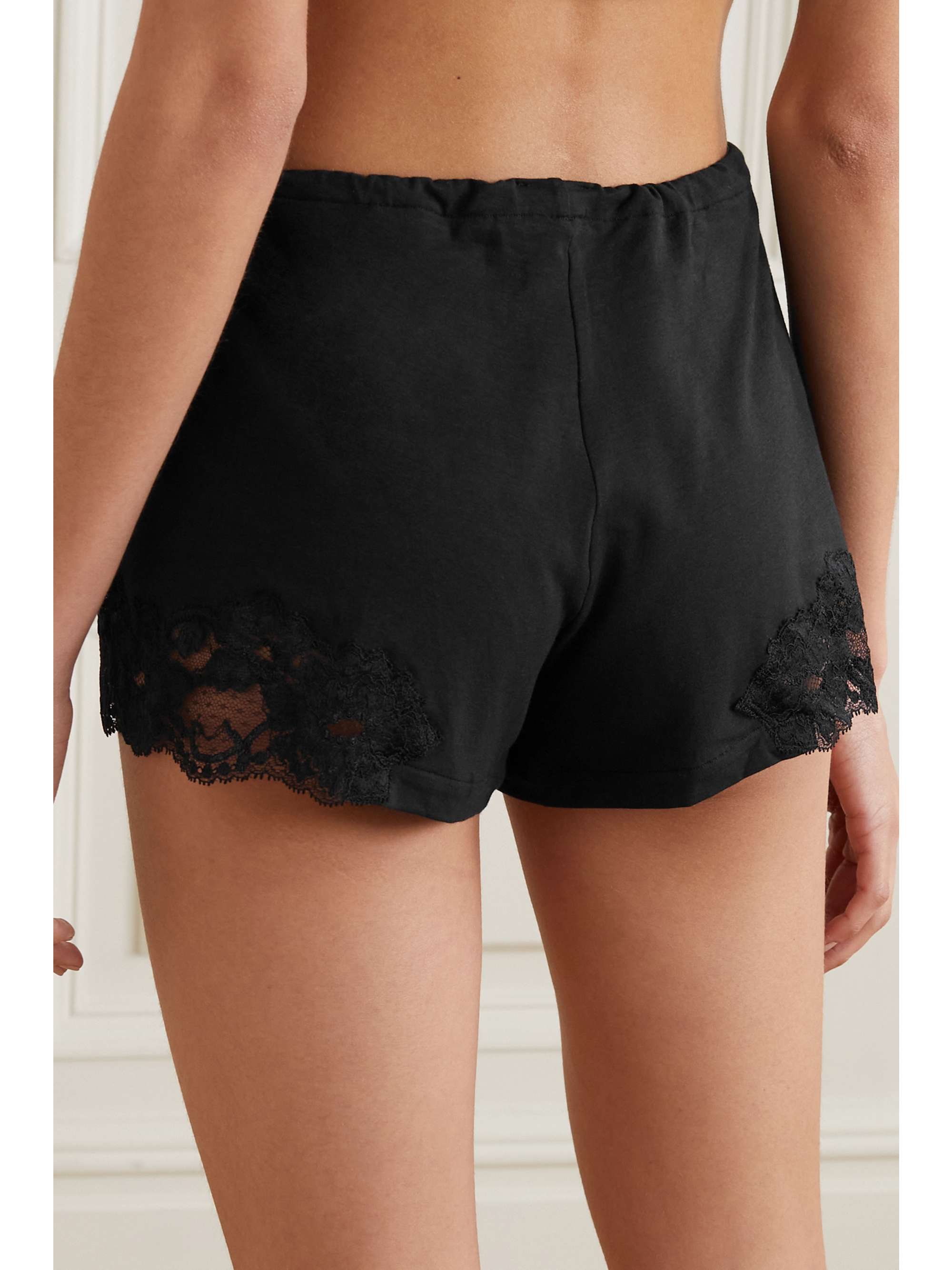 LA PERLA Souple lace-trimmed stretch-cotton jersey pajama shorts
