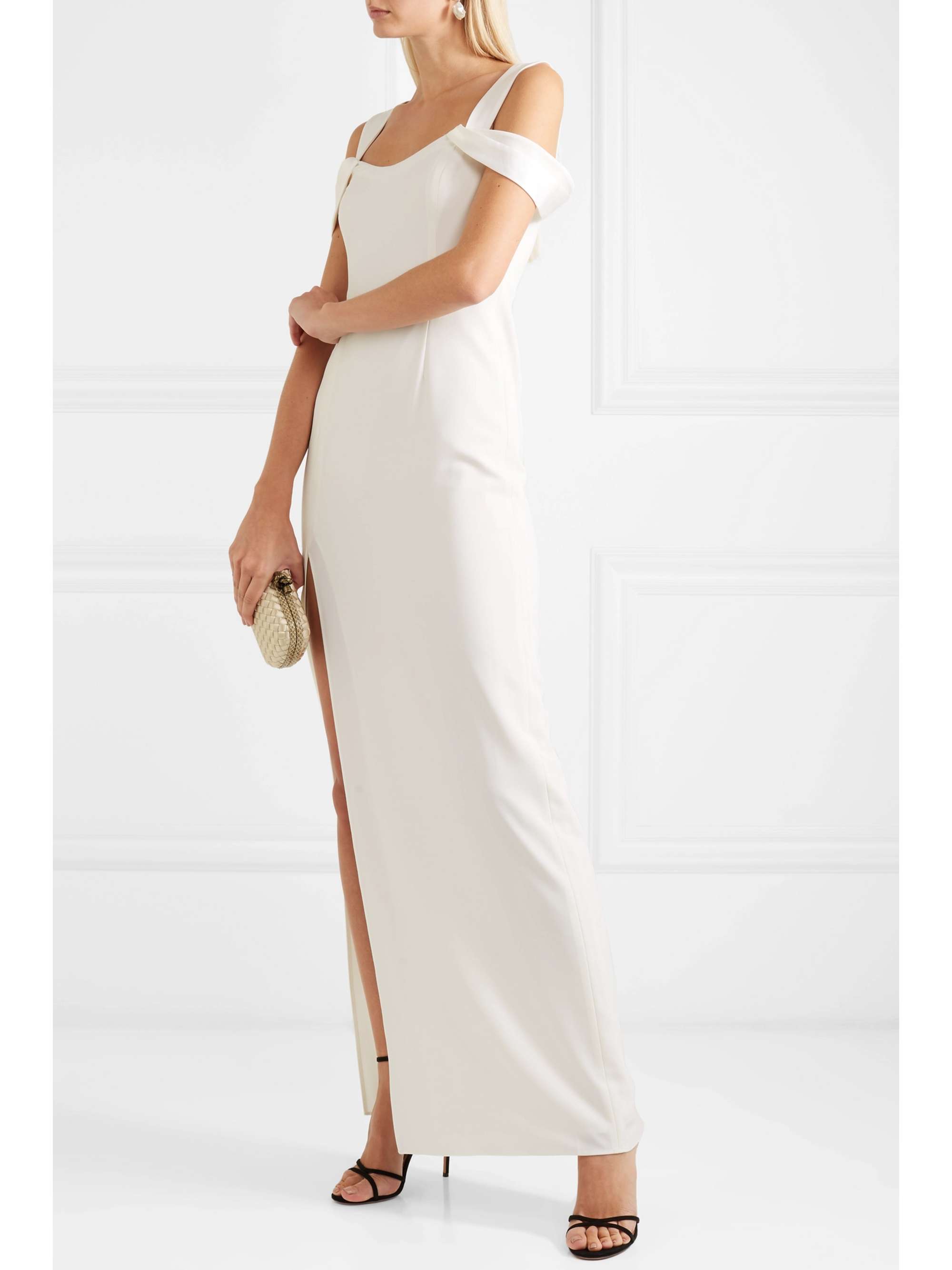Halston heritage cold hotsell shoulder crepe gown