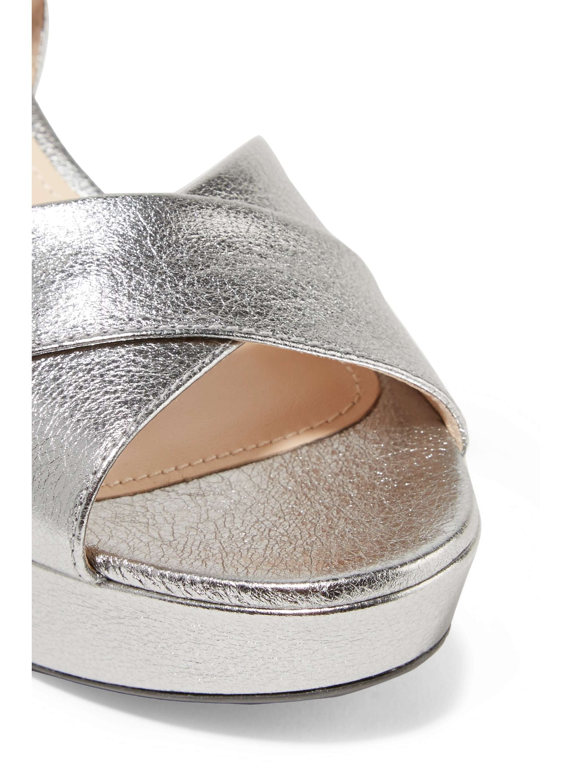 PRADA Metallic textured-leather platform sandals