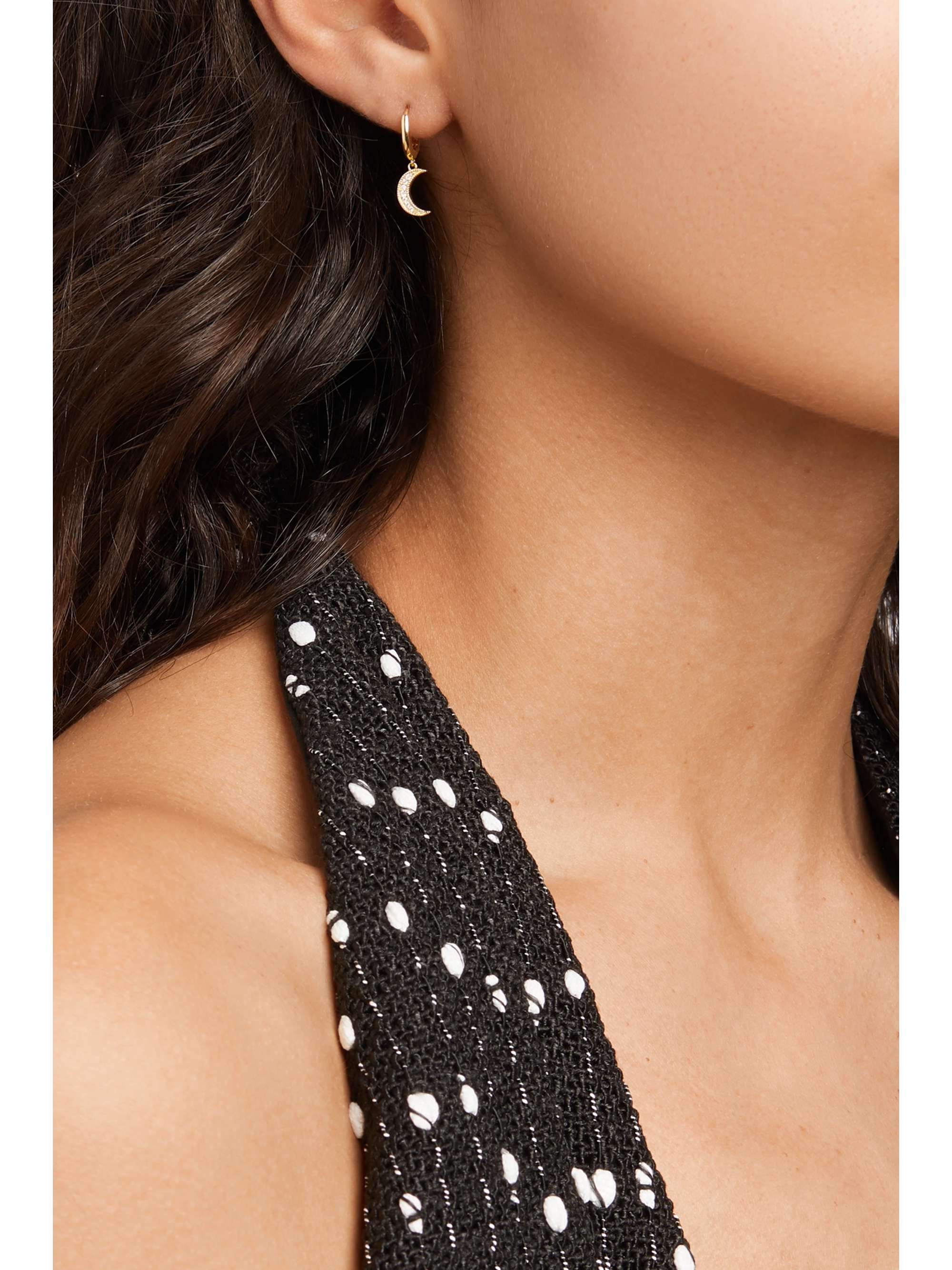 ANDREA FOHRMAN Crescent 18-karat gold diamond hoop earring