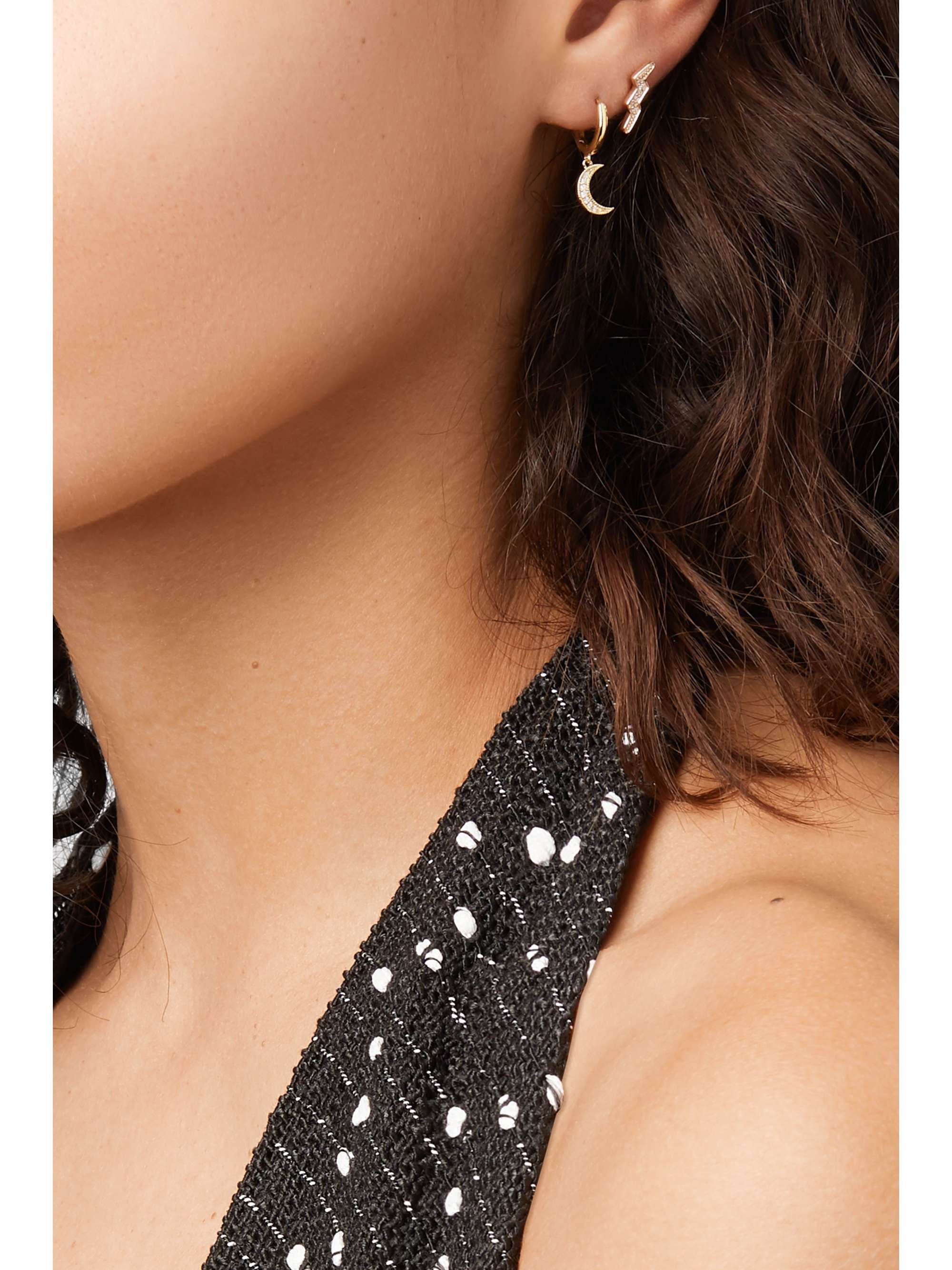 ANDREA FOHRMAN Crescent 18-karat gold diamond hoop earring