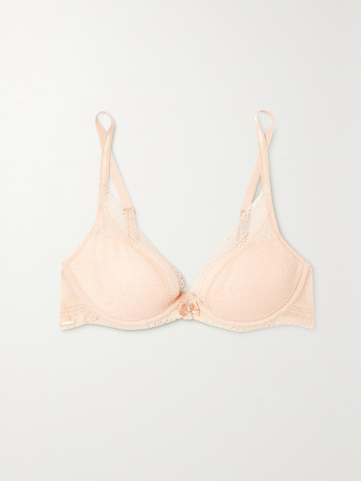 Chantelle Festivité Stretch-lace And Tulle Underwired Plunge Bra - Neutrals