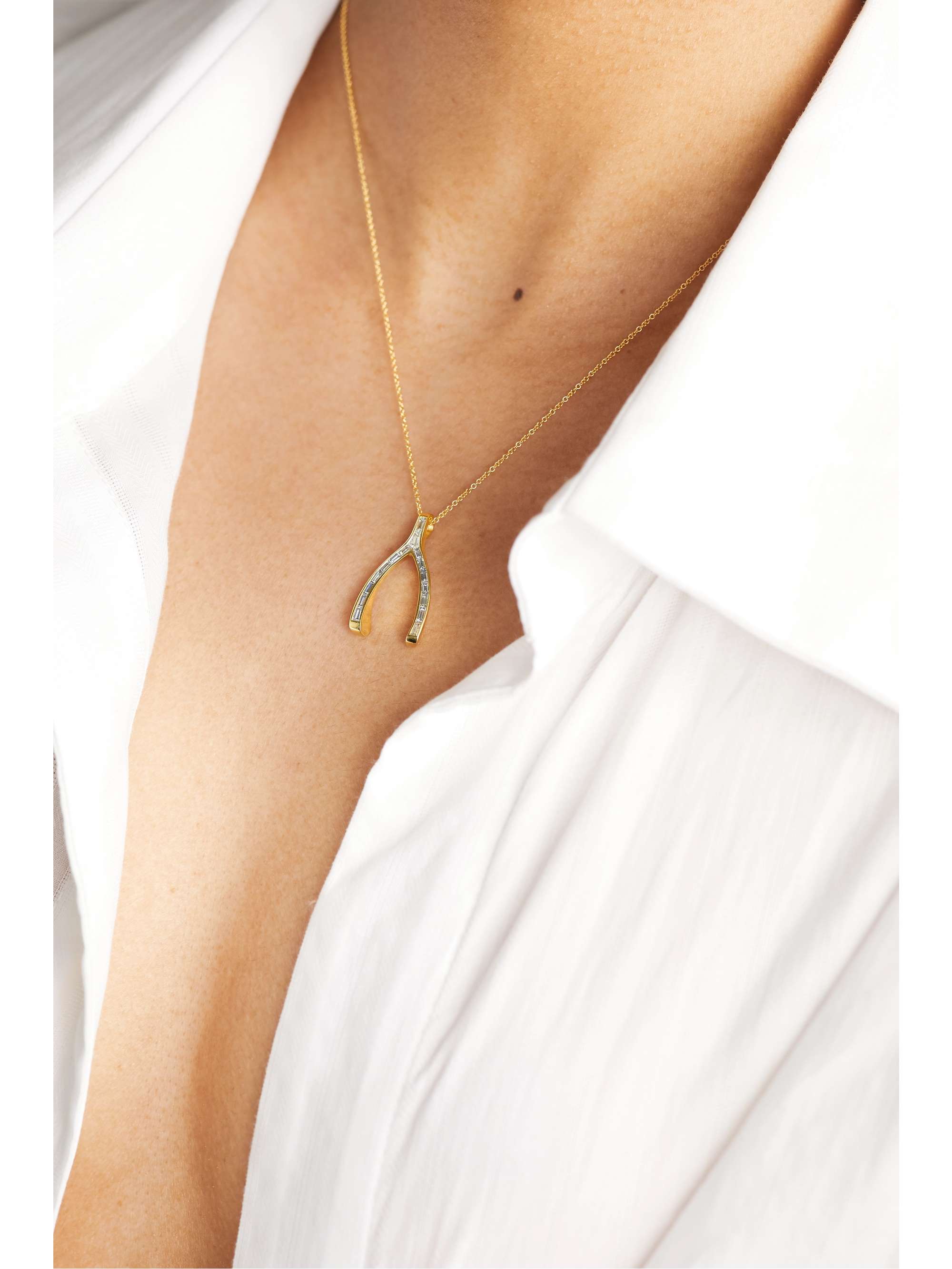 JENNIFER MEYER Wishbone Kette aus 18 Karat Gold mit Diamanten