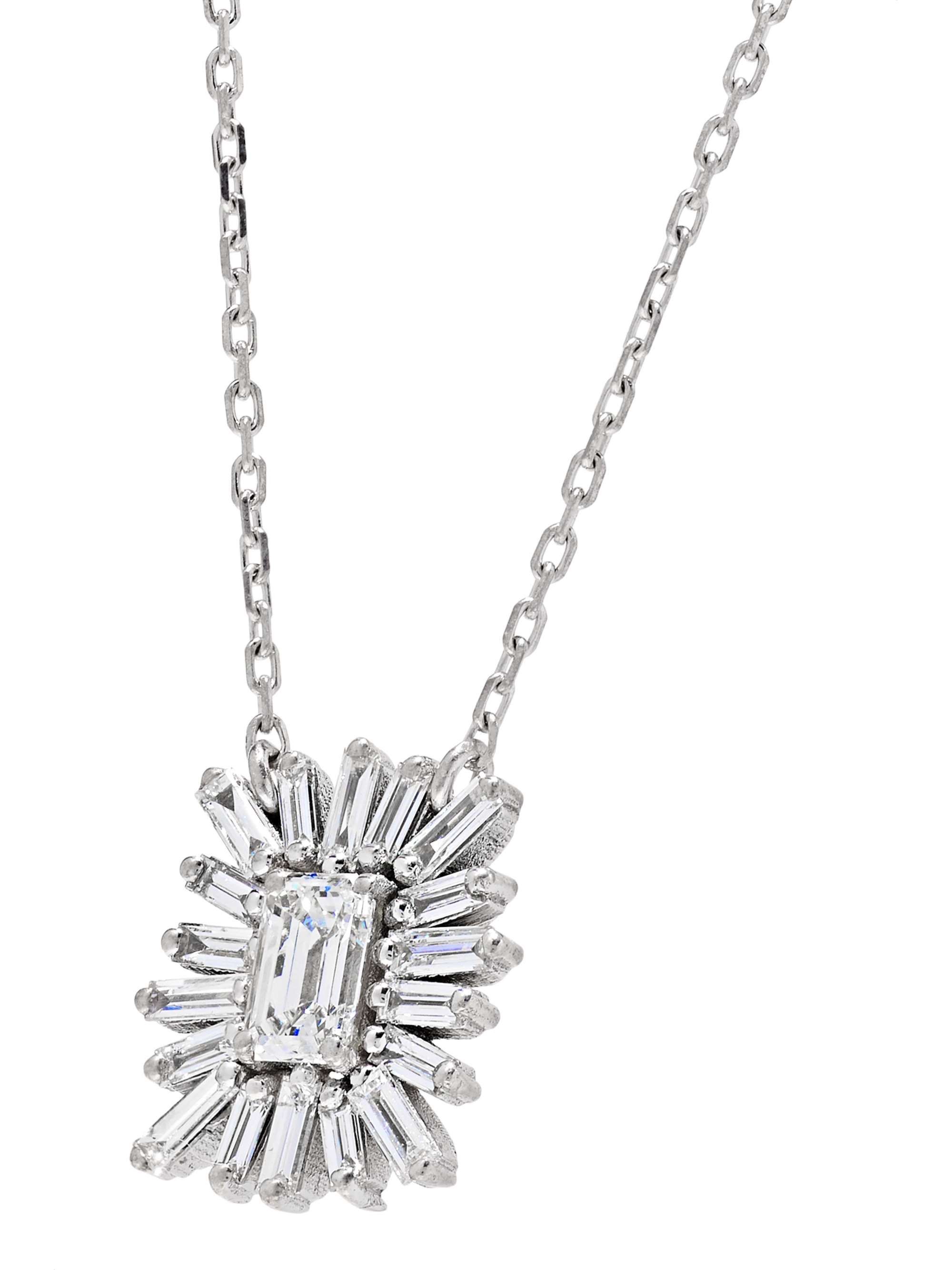 SUZANNE KALAN 18-karat white gold diamond necklace