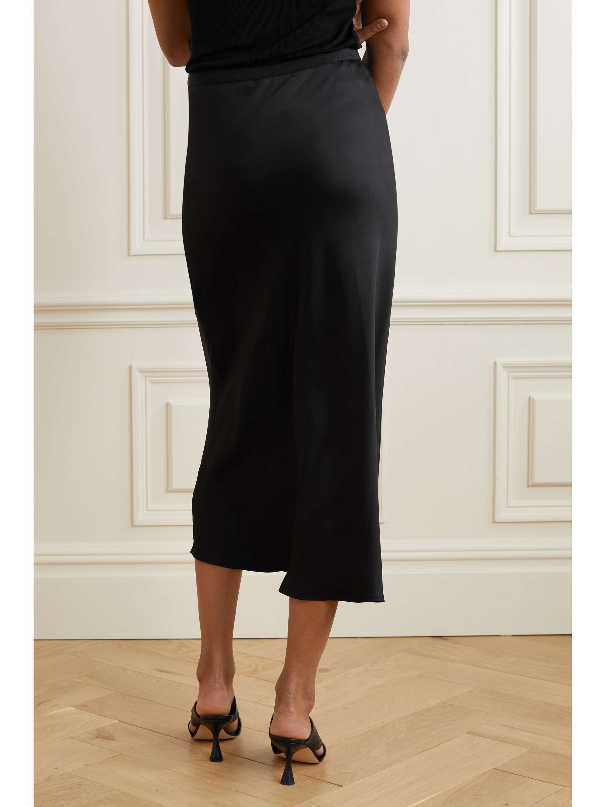 ANINE BING Bar silk-satin midi skirt