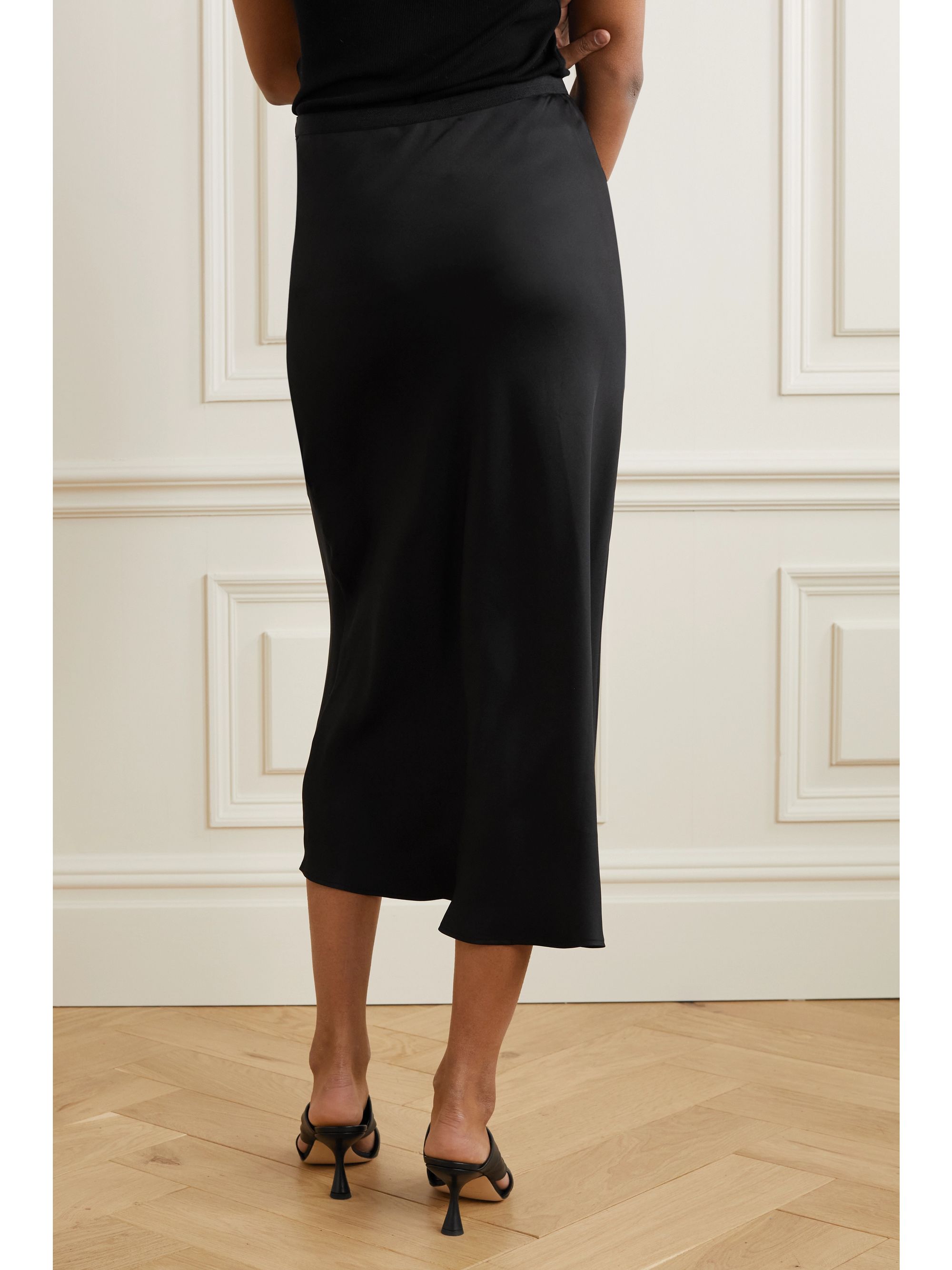 black silk midi