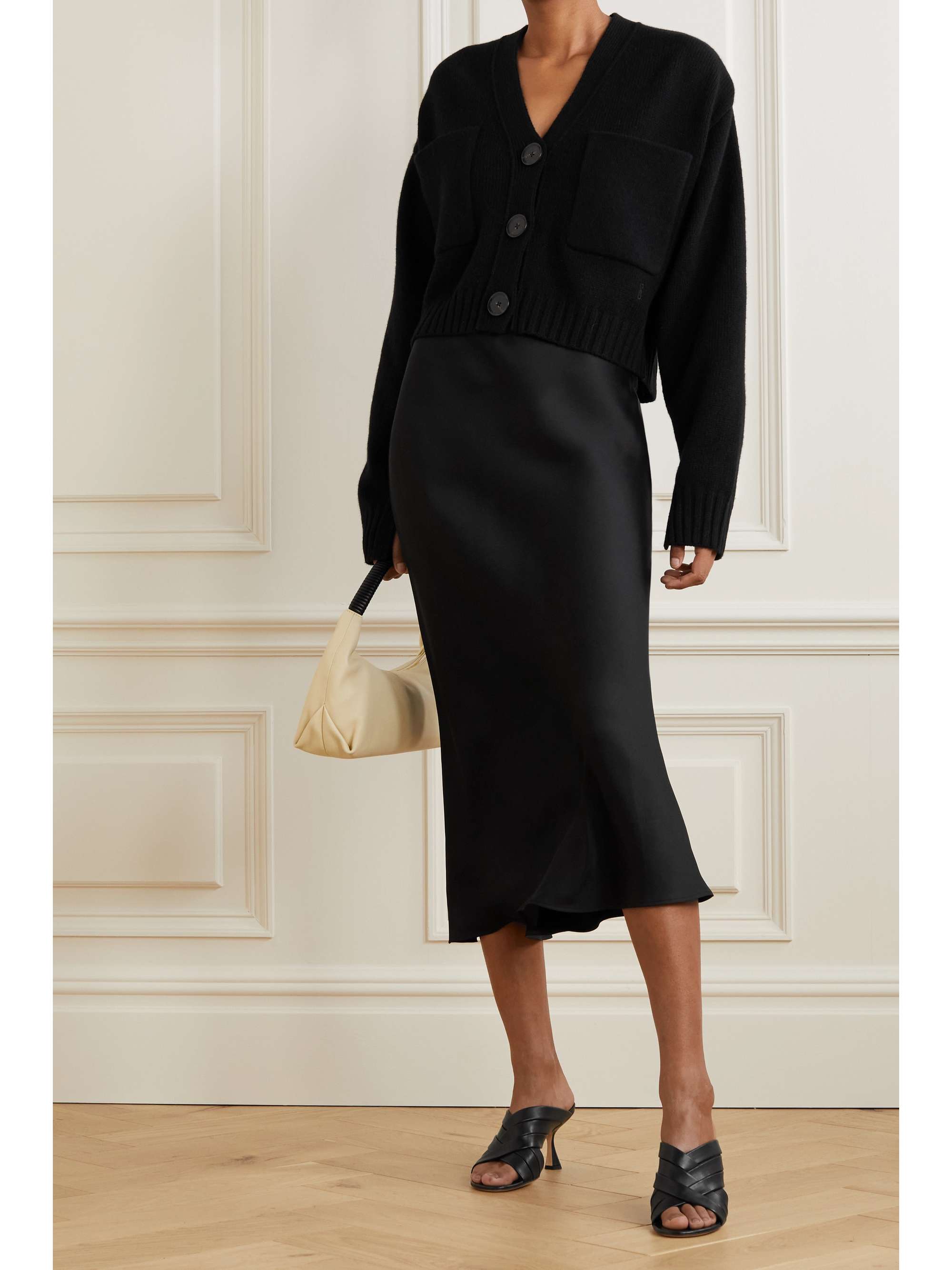 ANINE BING Bar silk-satin midi skirt