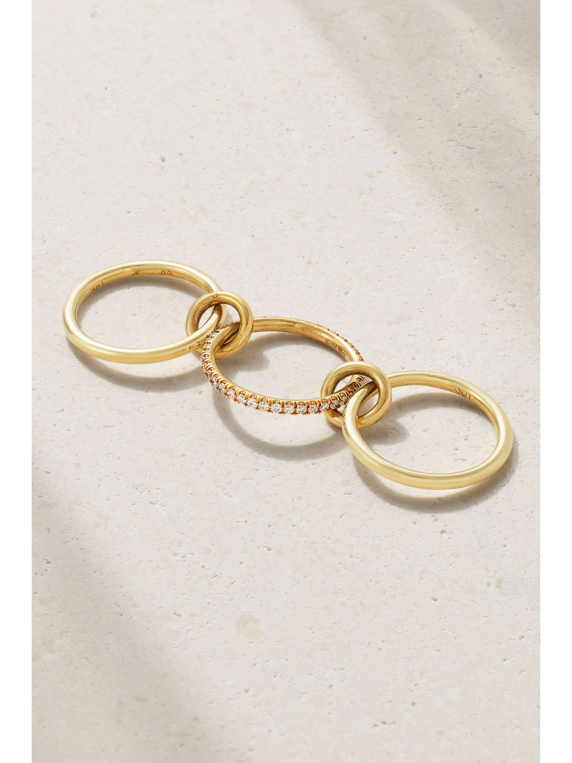 SPINELLI KILCOLLIN Sonny set of three 18-karat yellow and rose gold and diamond rings