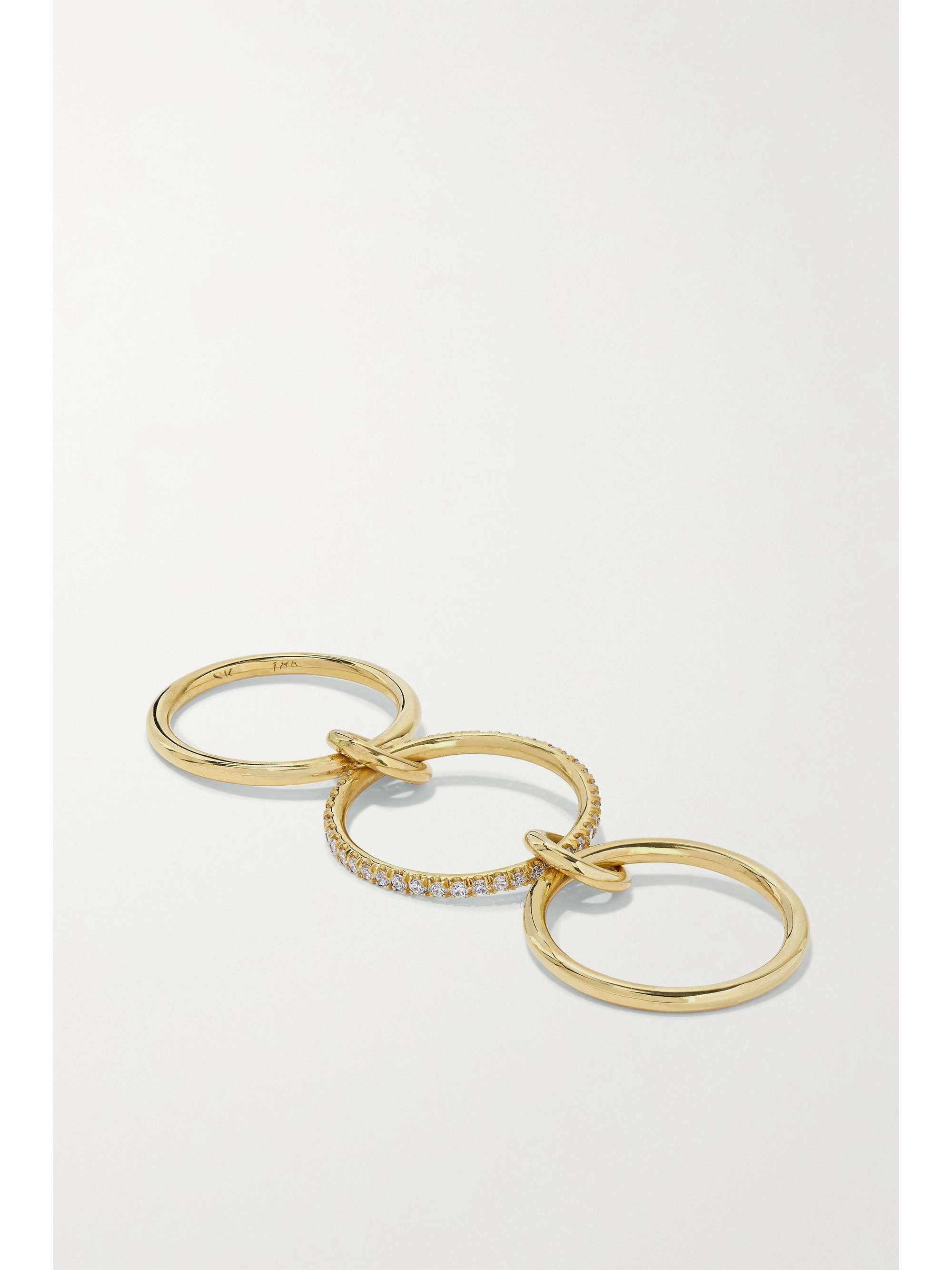 SPINELLI KILCOLLIN Sonny set of three 18-karat yellow and rose gold and diamond rings