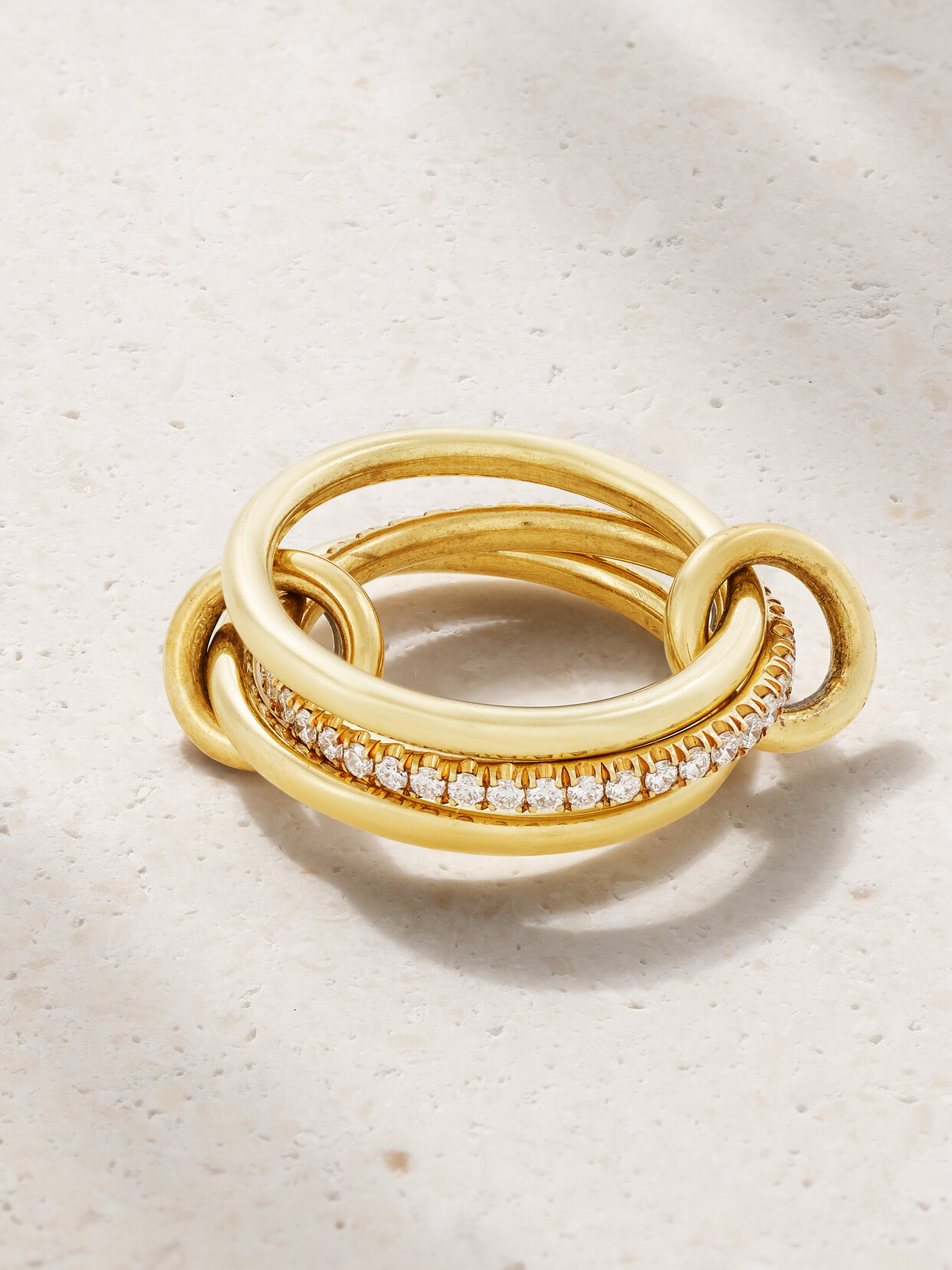 Spinelli Kilcollin - Sonny Set Of Three 18-karat Gold Diamond Rings - 5 1/2