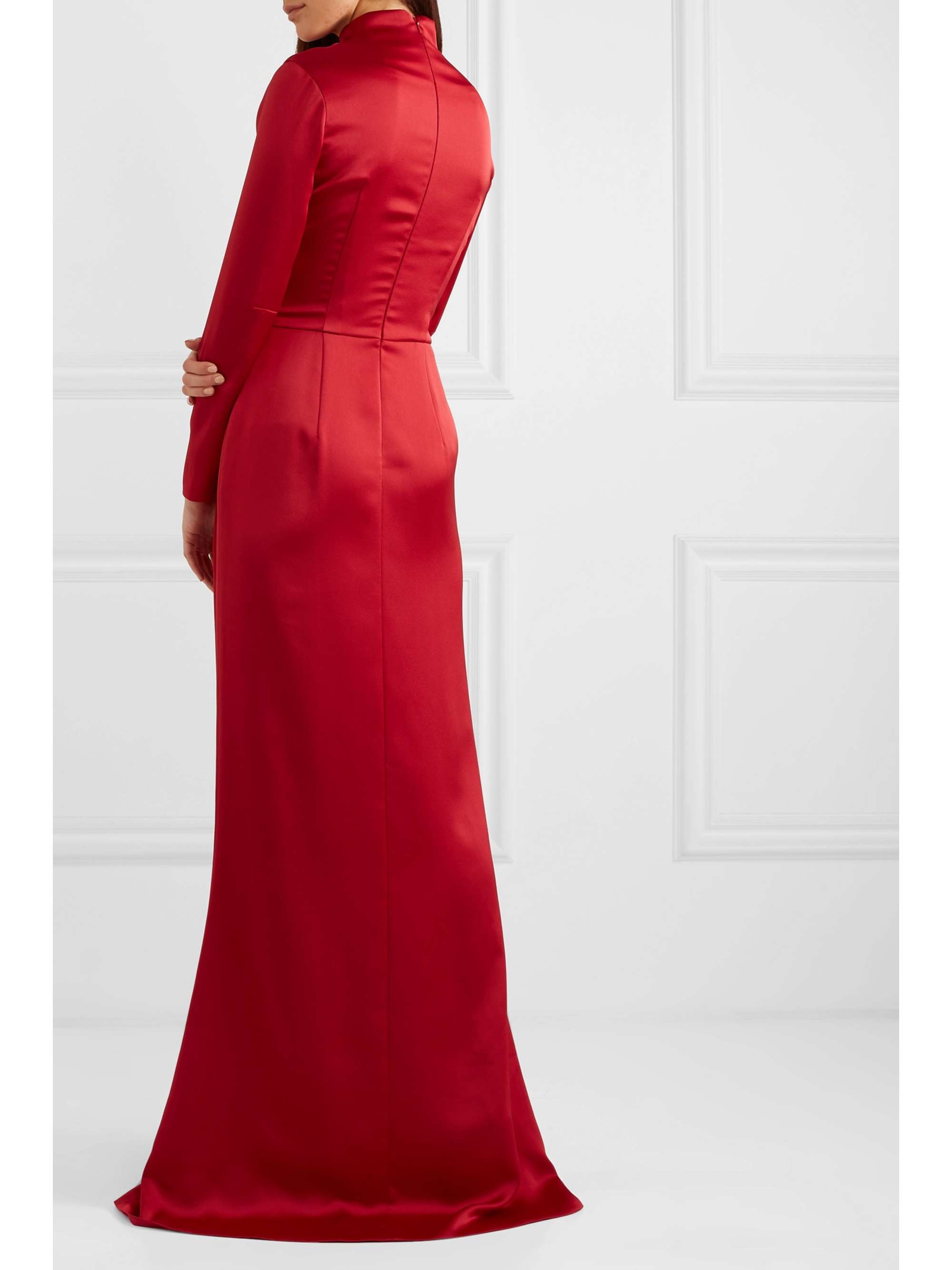 RASARIO Wrap-effect draped satin gown