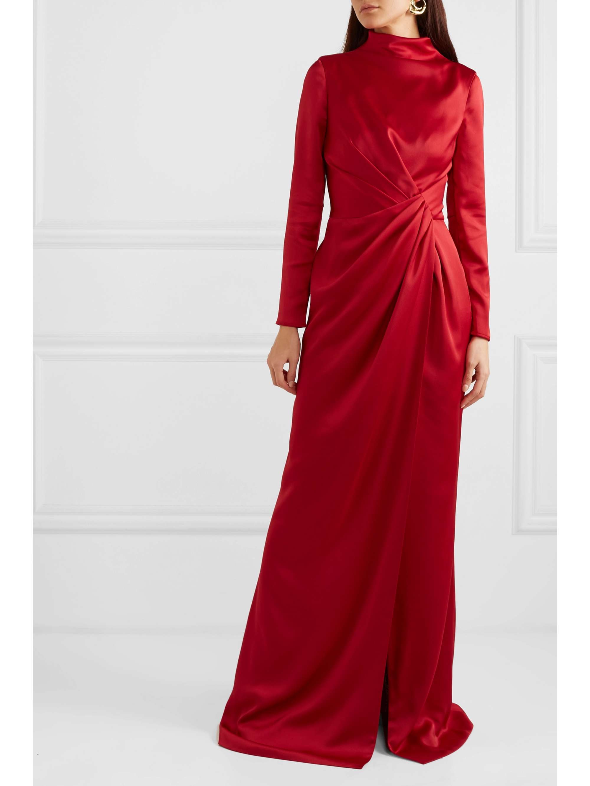 RASARIO Wrap-effect draped satin gown