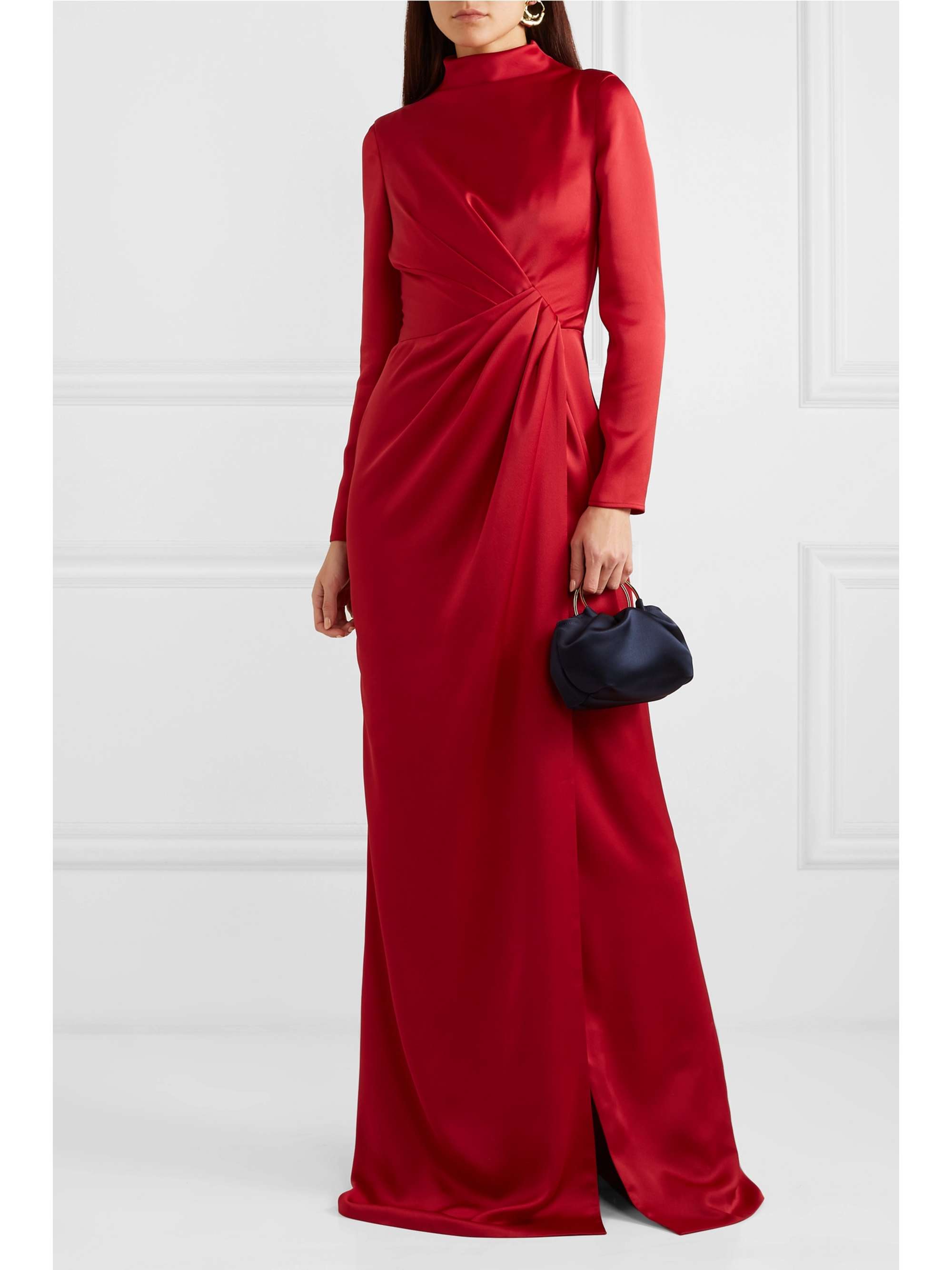 RASARIO Wrap-effect draped satin gown