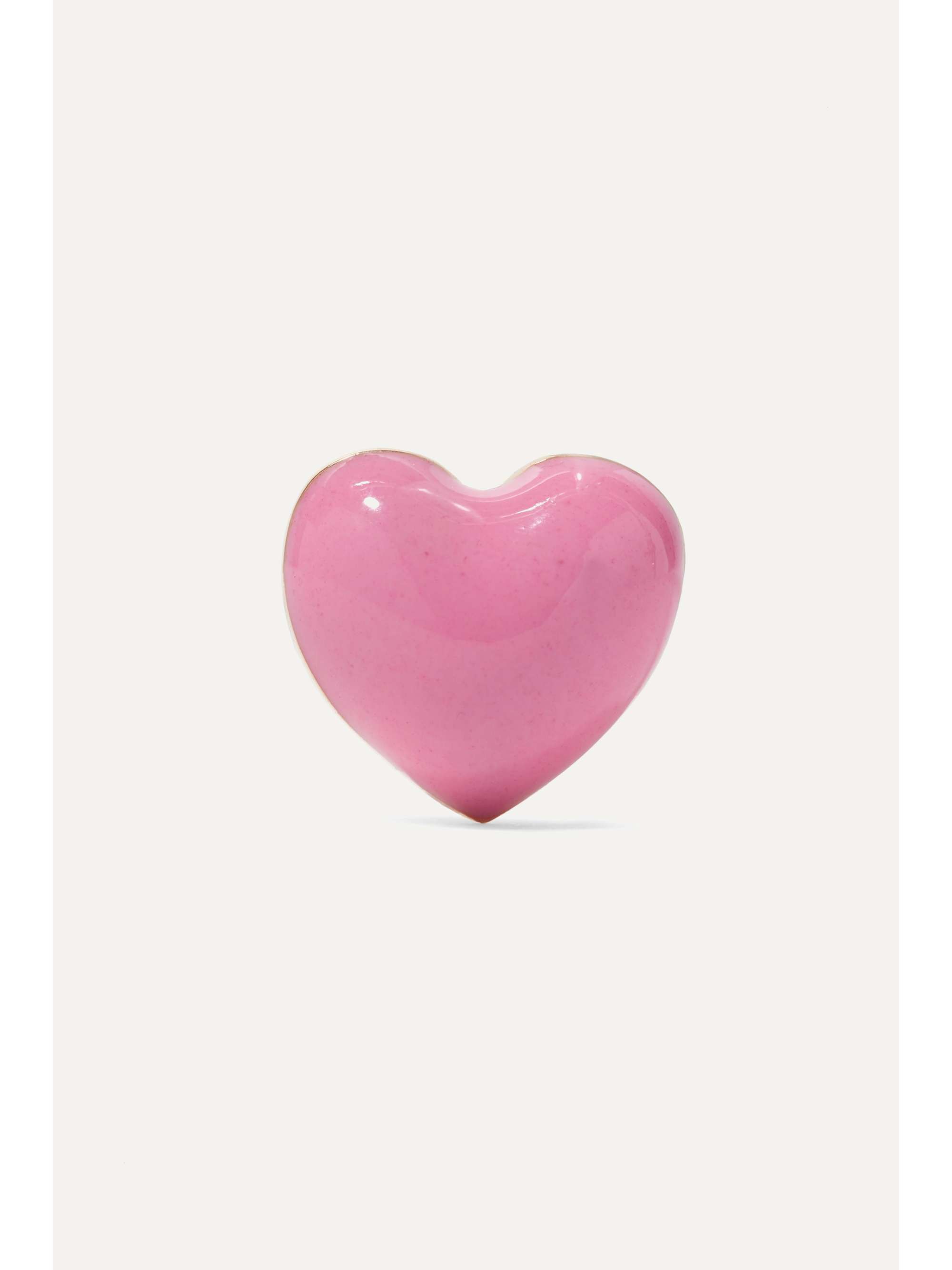 ALISON LOU Pink Heart 14-karat gold and enamel earring