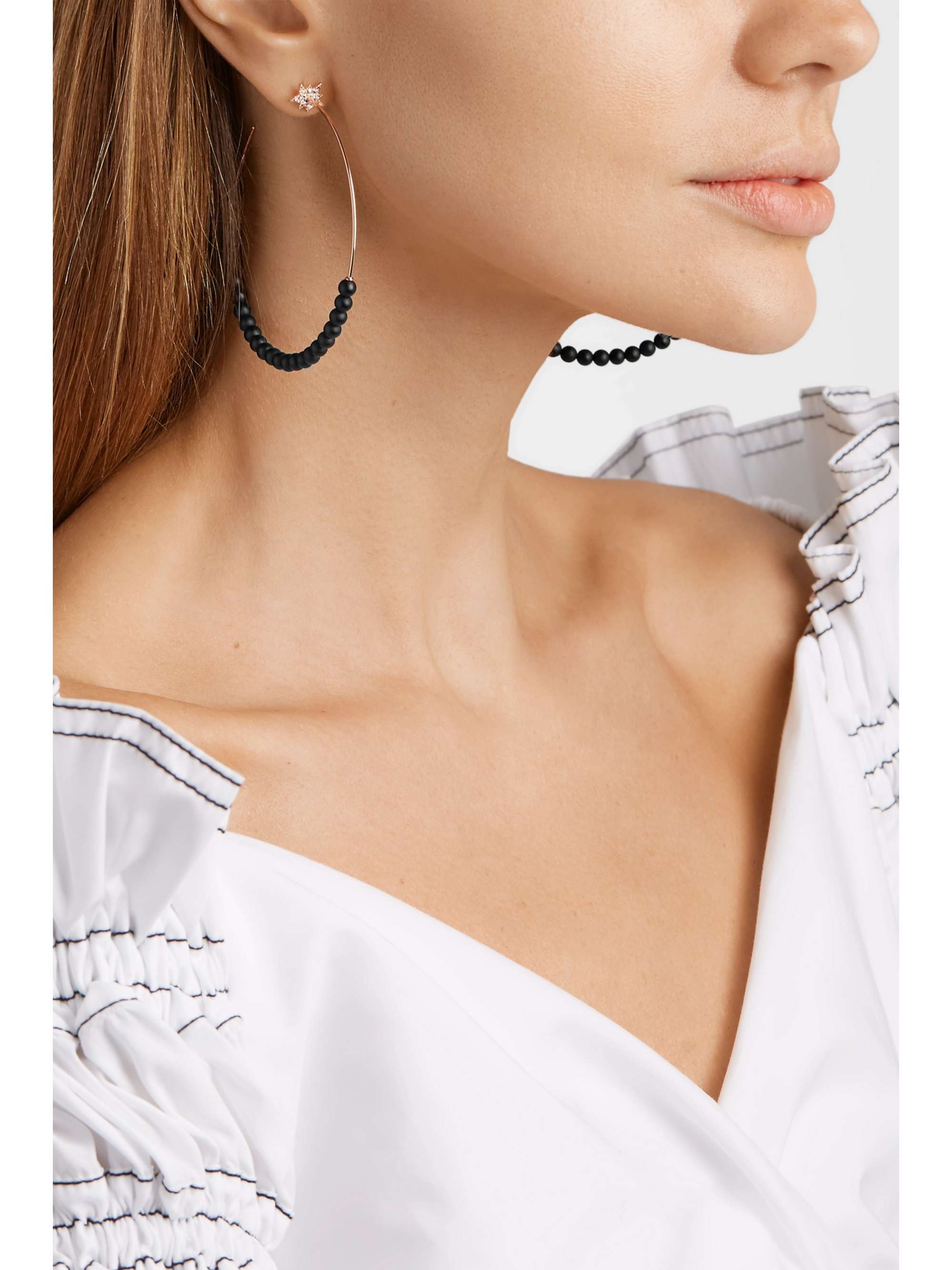 DIANE KORDAS 18-karat rose gold, diamond and turquoise hoop earrings