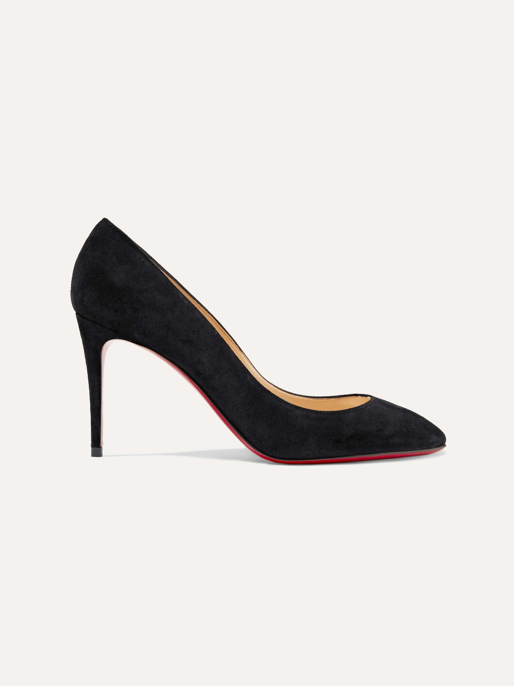 Christian Louboutin Eloise 85 Black Leather Classic Almond Toe Heels Pumps