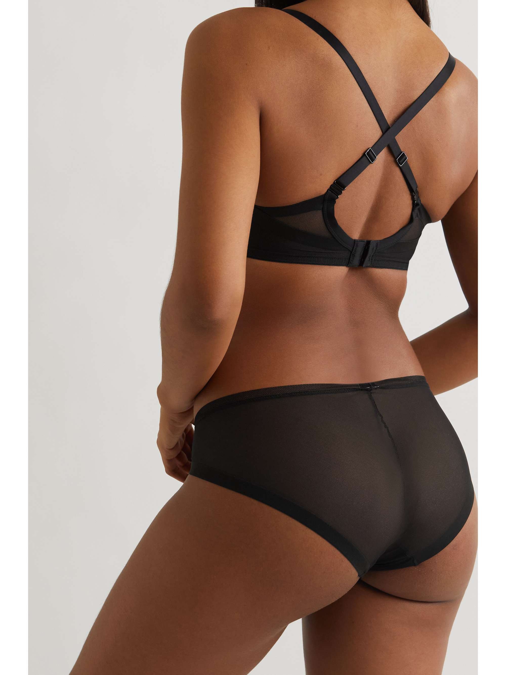 CK ONE Sculpted Demi Lightly Lined Plunge Push-Up stretch-jersey and mesh underwired bra
