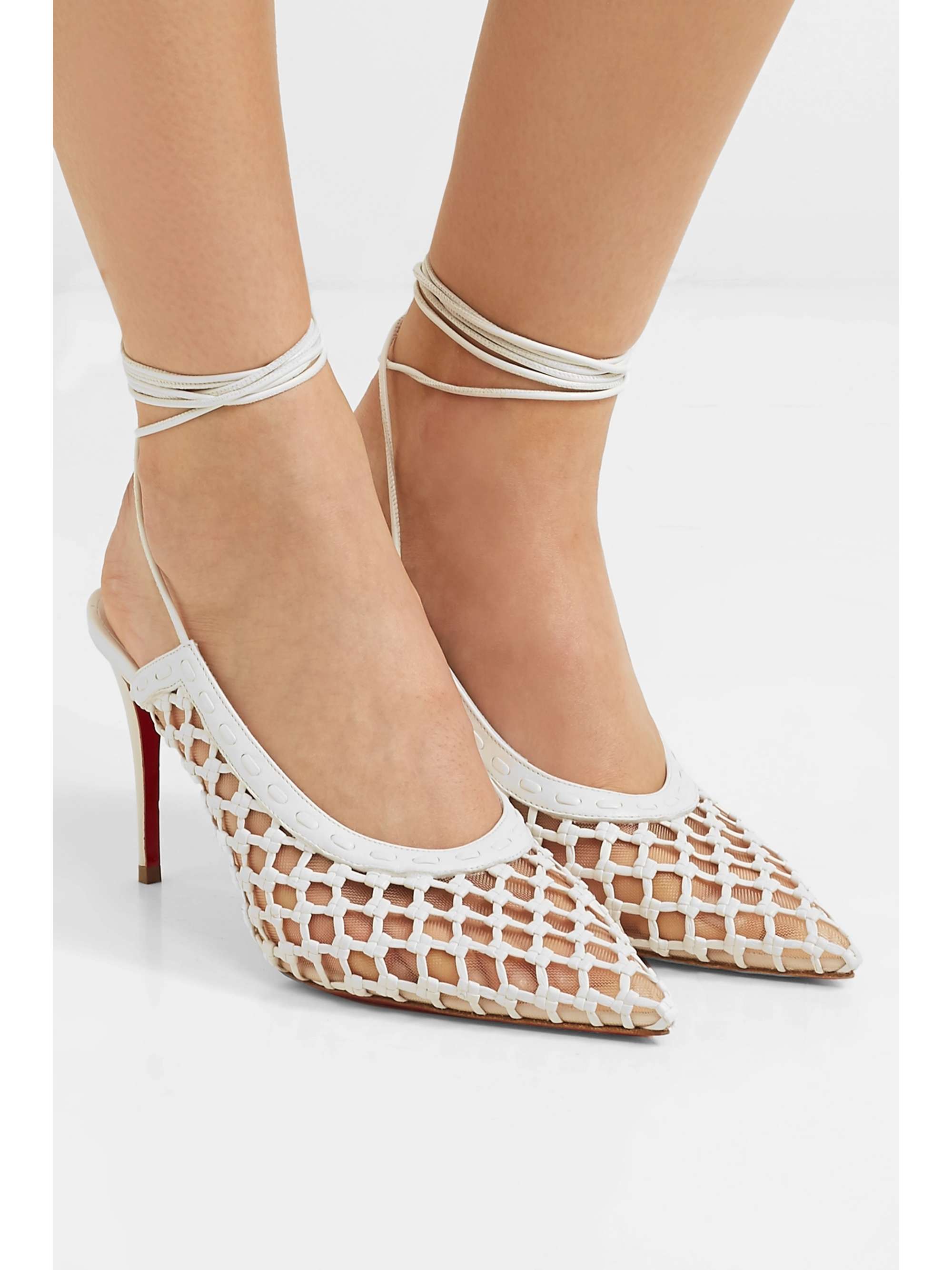 White + Roland Mouret Cage and 85 mesh and woven leather pumps | CHRISTIAN LOUBOUTIN | NET-A-PORTER