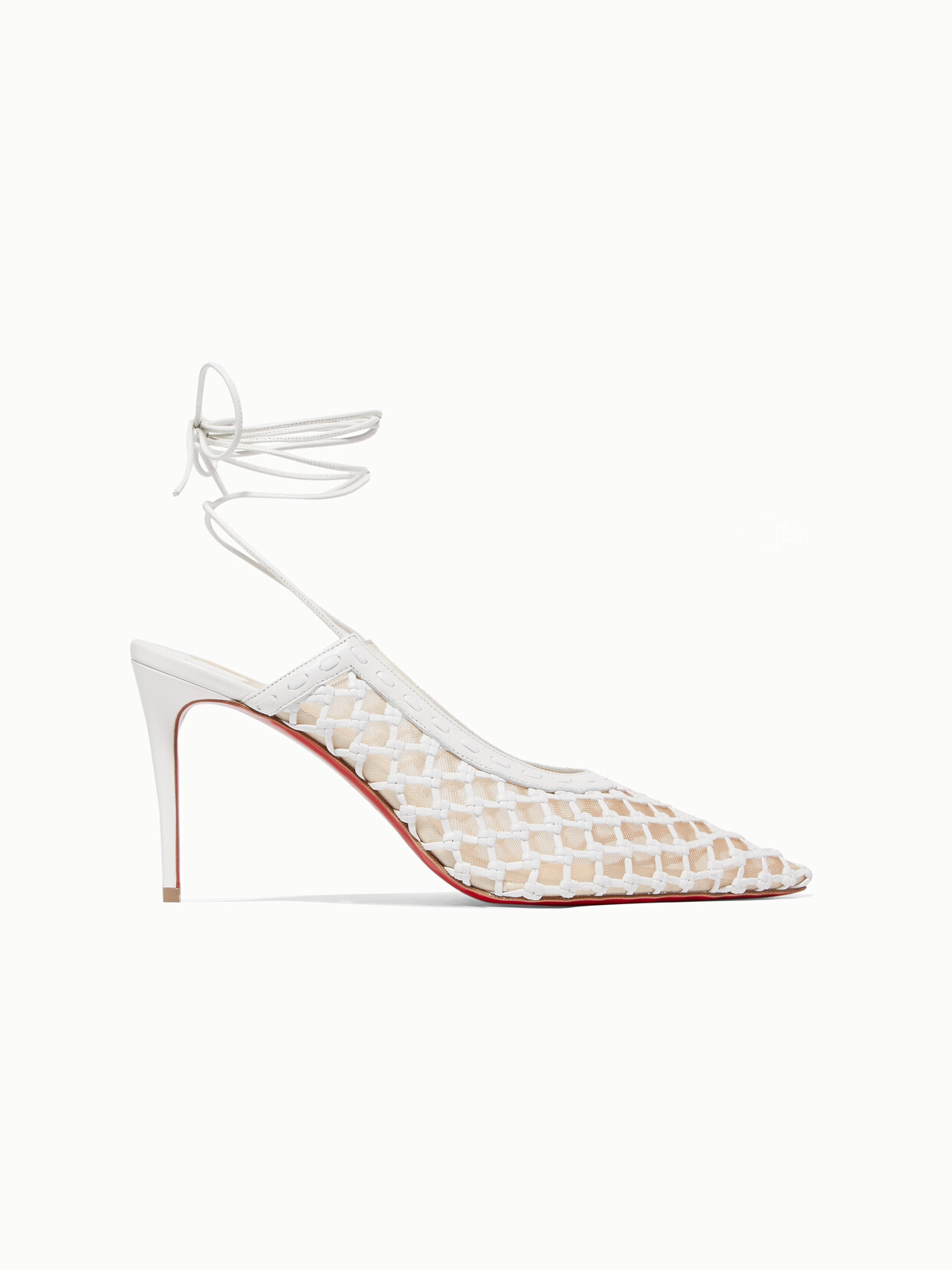 Christian Louboutin + Roland Mouret Cage And Curry 85 Mesh And Woven Leather Pumps In White