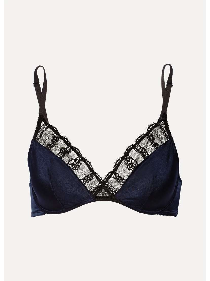 Eres Nouba Black Tie Lace-trimmed Silk-blend Satin Underwired Bra