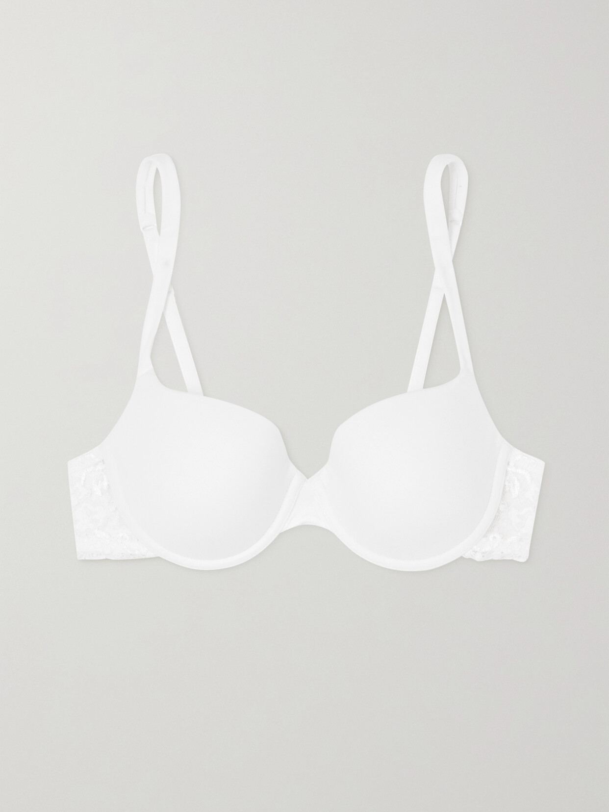 La Perla Souple Lace-trimmed Stretch Cotton-blend Jersey Contour Bra In White