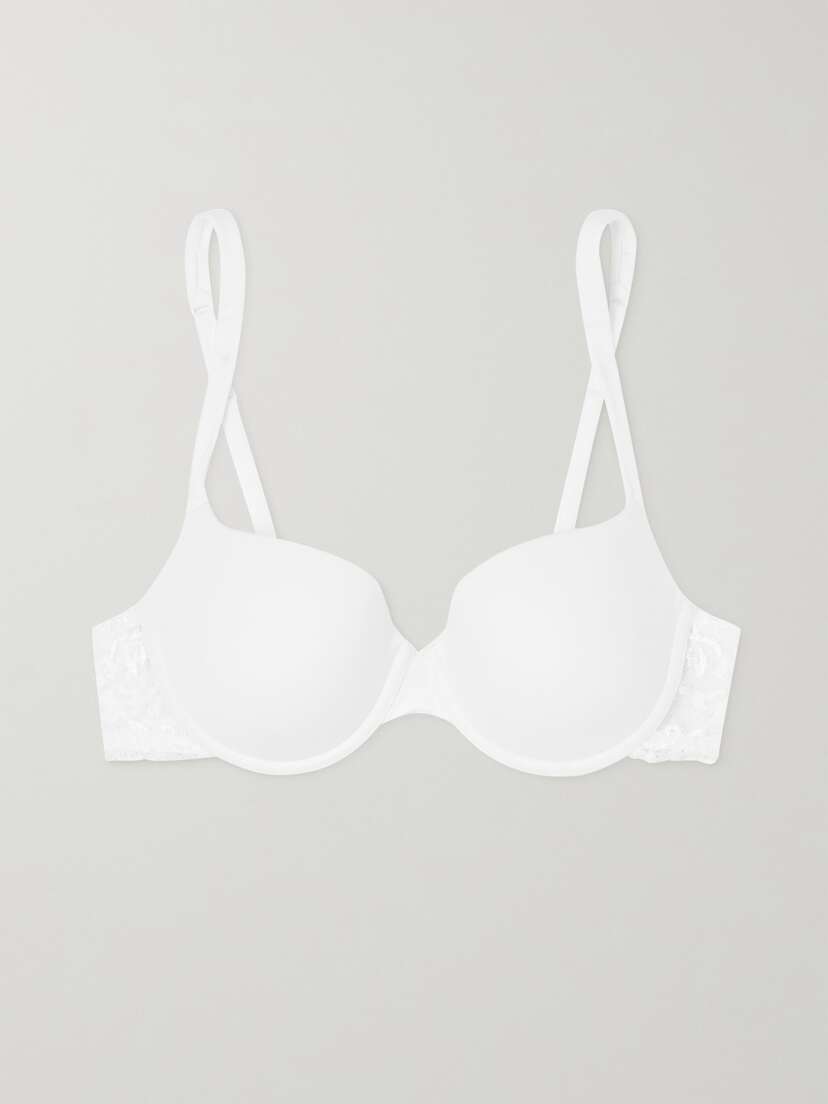 La Perla Souple Lace-trimmed Stretch Cotton-blend Jersey Contour Bra