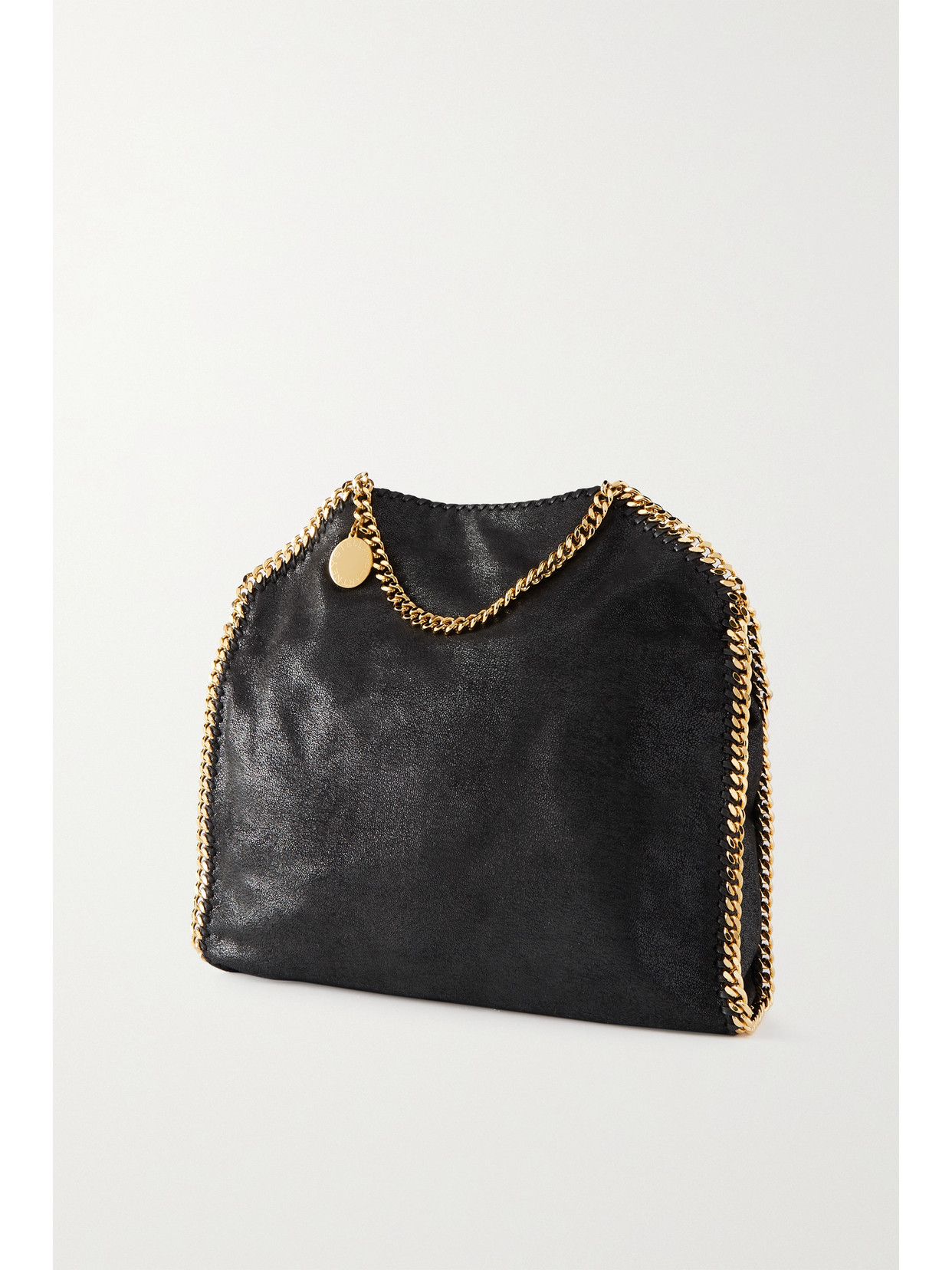 Shop Stella Mccartney The Falabella Medium Vegetarian Brushed-leather Shoulder Bag In Black