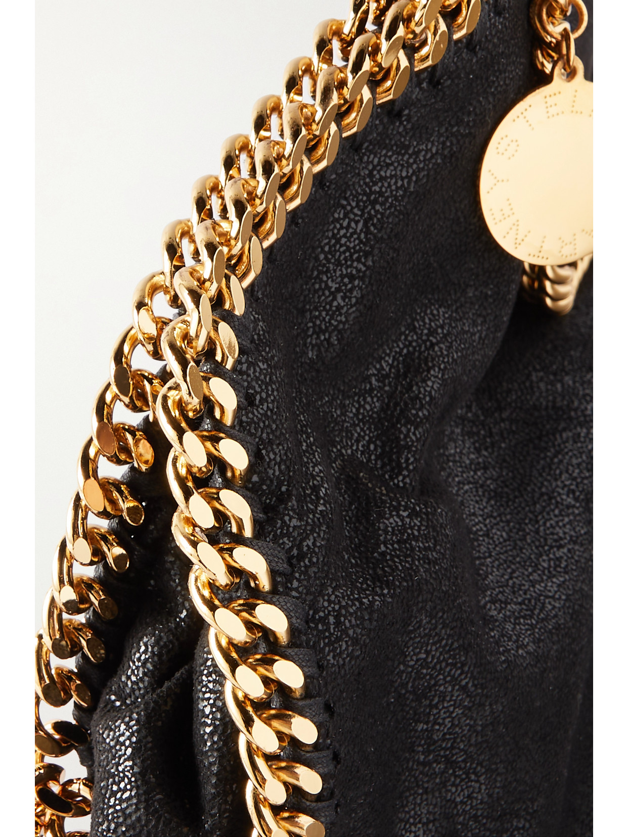 Shop Stella Mccartney The Falabella Medium Vegetarian Brushed-leather Shoulder Bag In Black