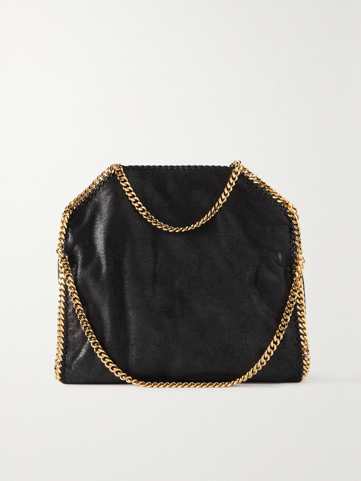 Shop Stella Mccartney The Falabella Medium Vegetarian Brushed-leather Shoulder Bag In Black