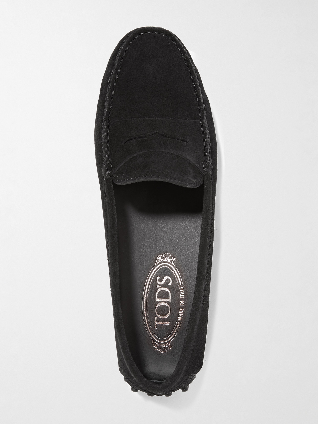 Tod's Black Black Gommini Leather Driving Shoes In Black