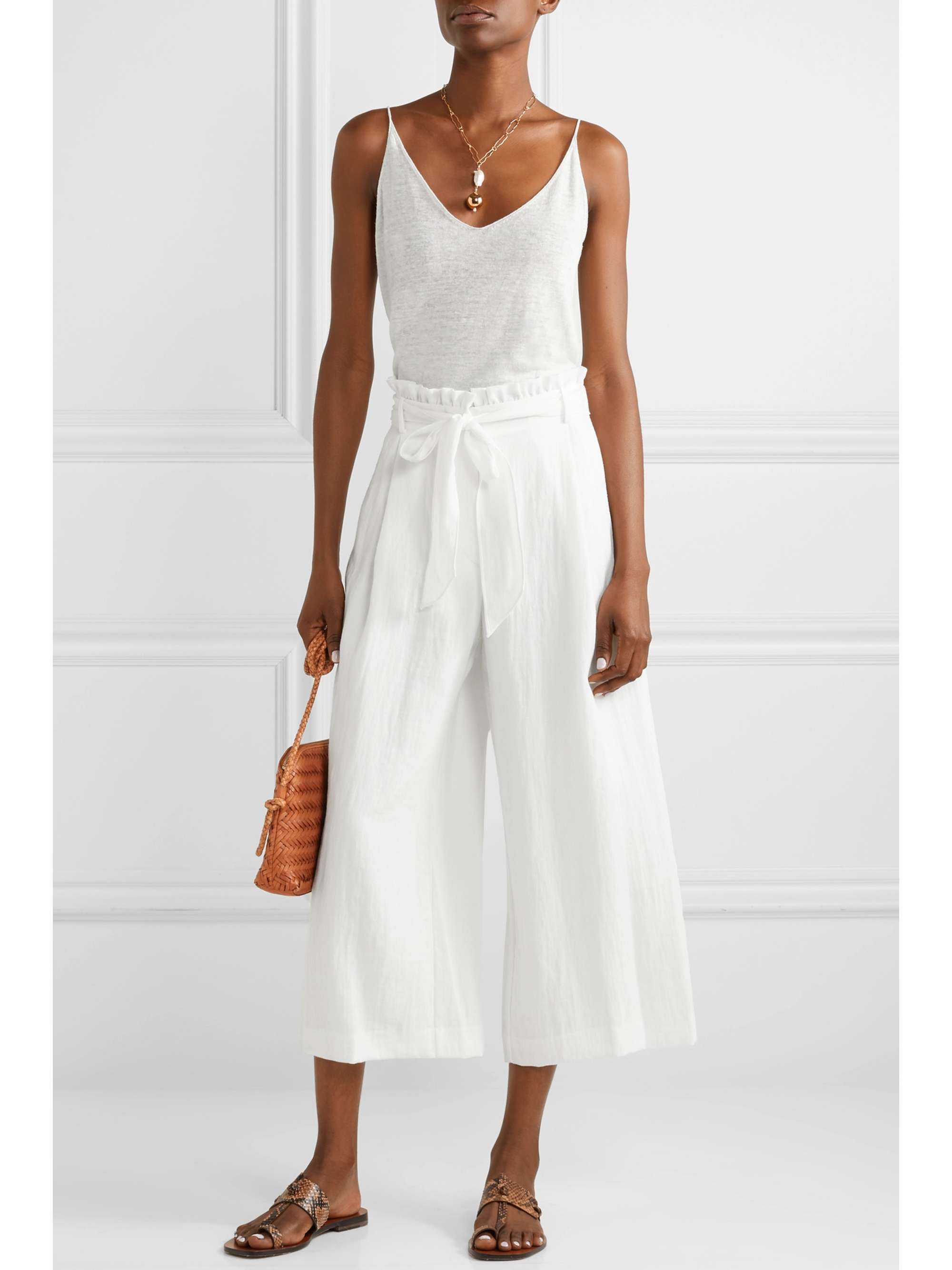 RACHEL ZOE Joan belted woven culottes