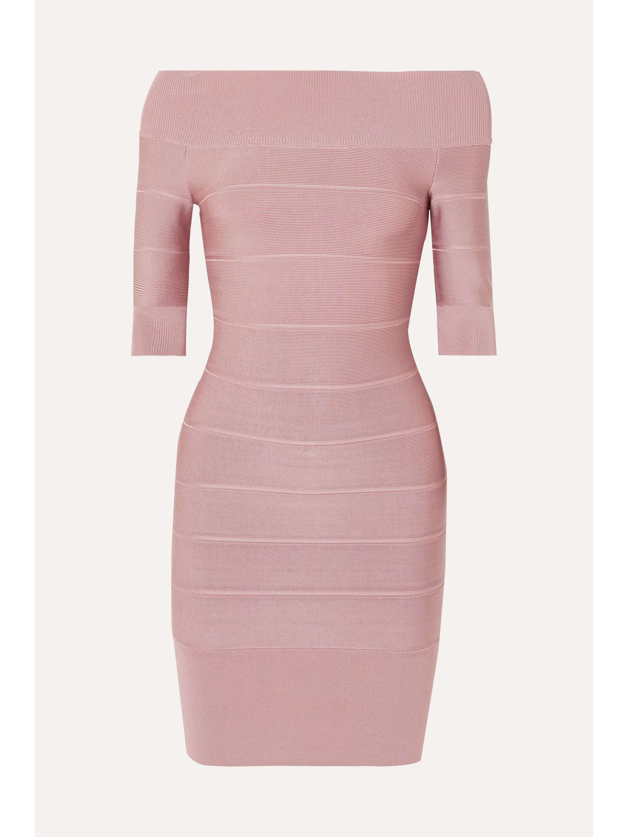 HERVÉ LÉGER Off-the-shoulder bandage mini dress