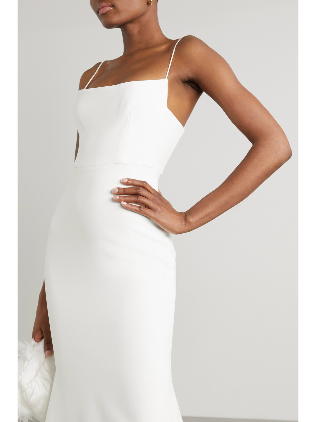 Shop Alex Perry Eliza Satin-crepe Gown In White