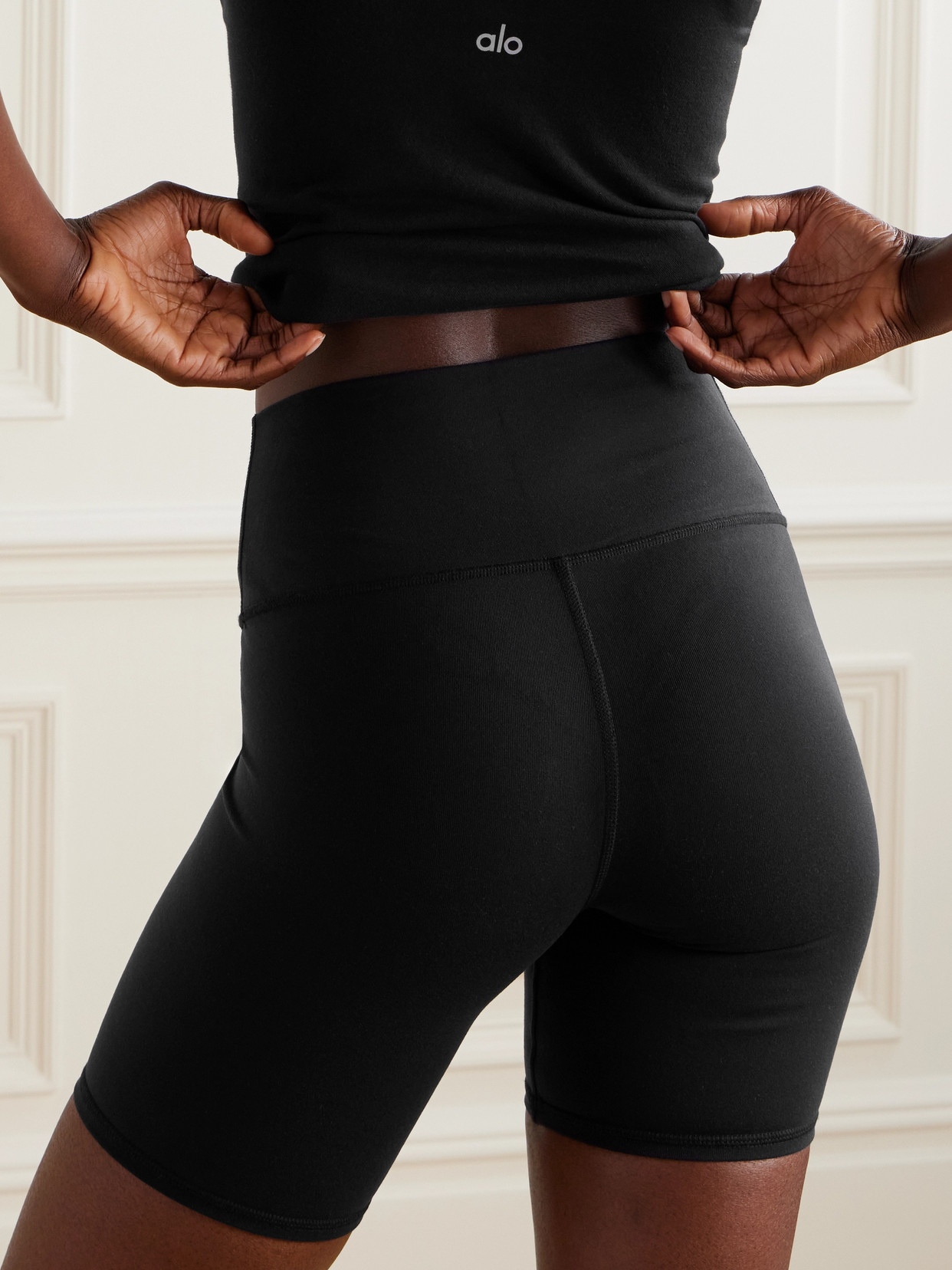 Alo Yoga Womens Black Airlift Energy High-rise Stretch-woven Shorts In Black