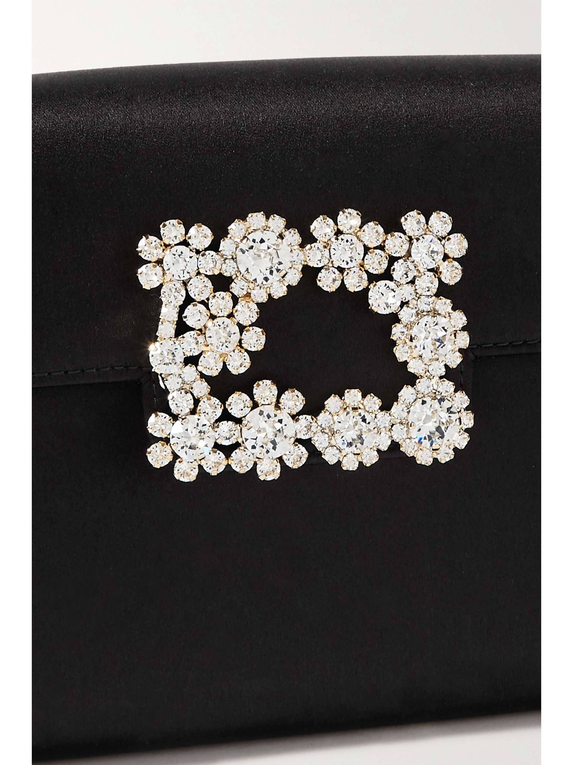 ROGER VIVIER Flower crystal-embellished satin clutch