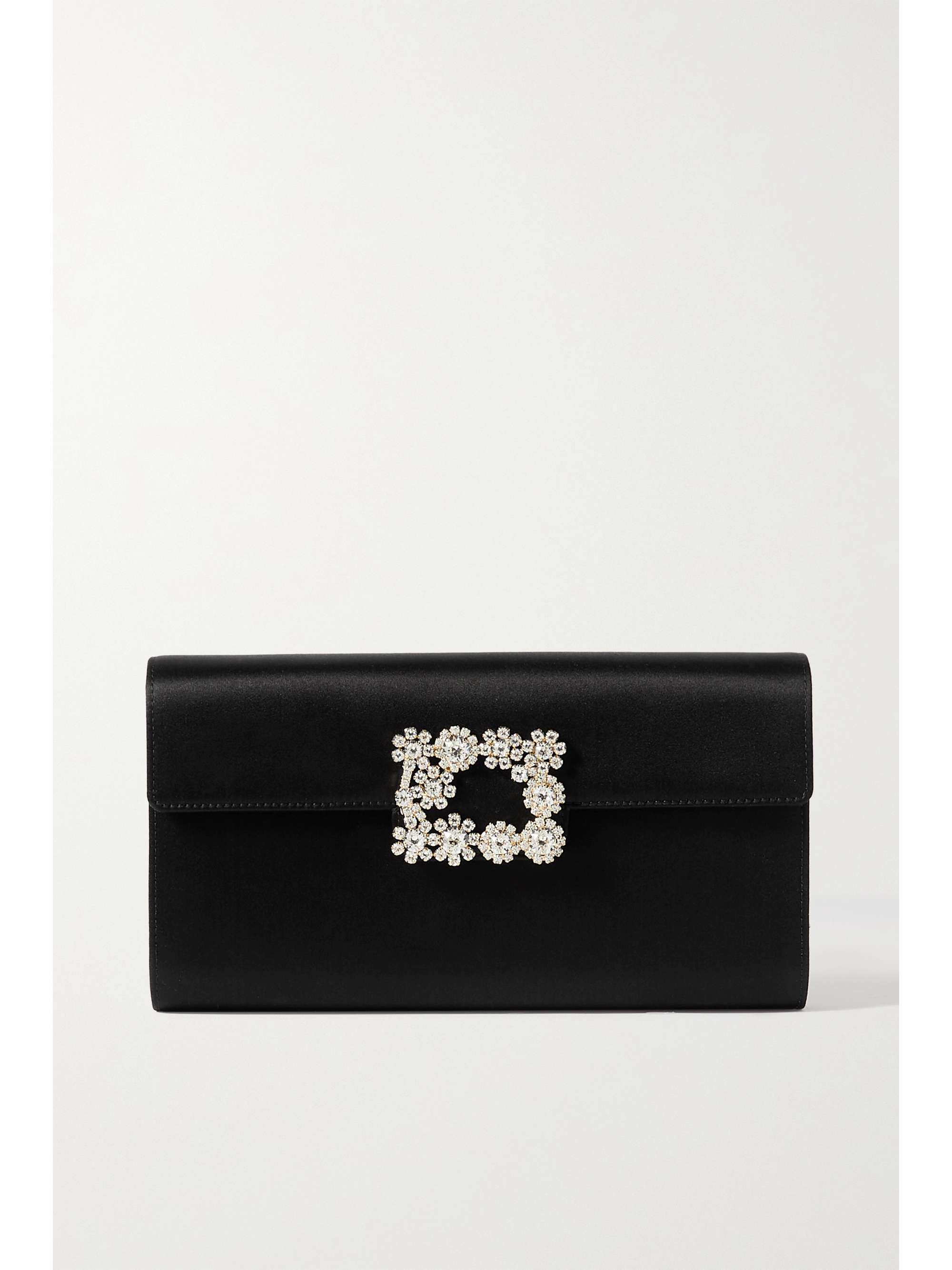 ROGER VIVIER Flower crystal-embellished satin clutch | NET-A-PORTER