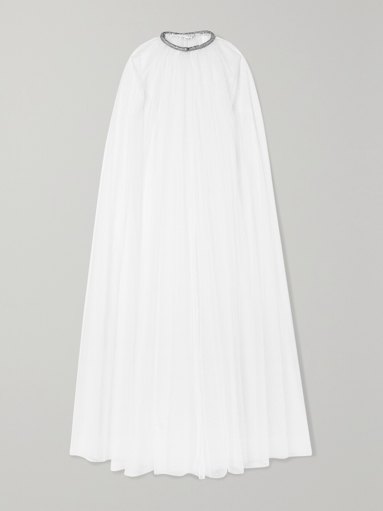 Brie Crystal-Embellished Swiss-Dot Tulle Cape