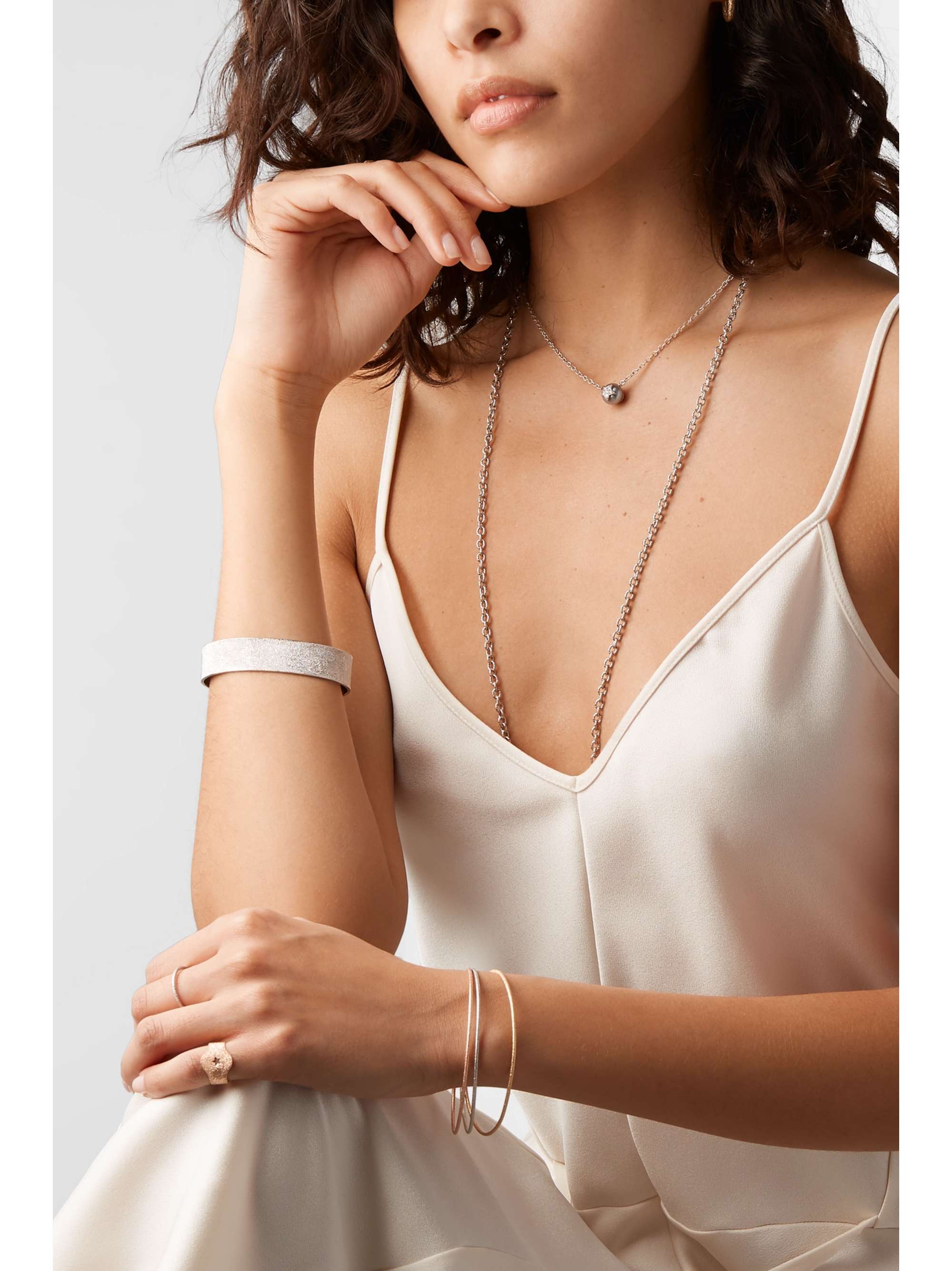 CAROLINA BUCCI Superstellar 18-karat white gold, pearl and diamond necklace