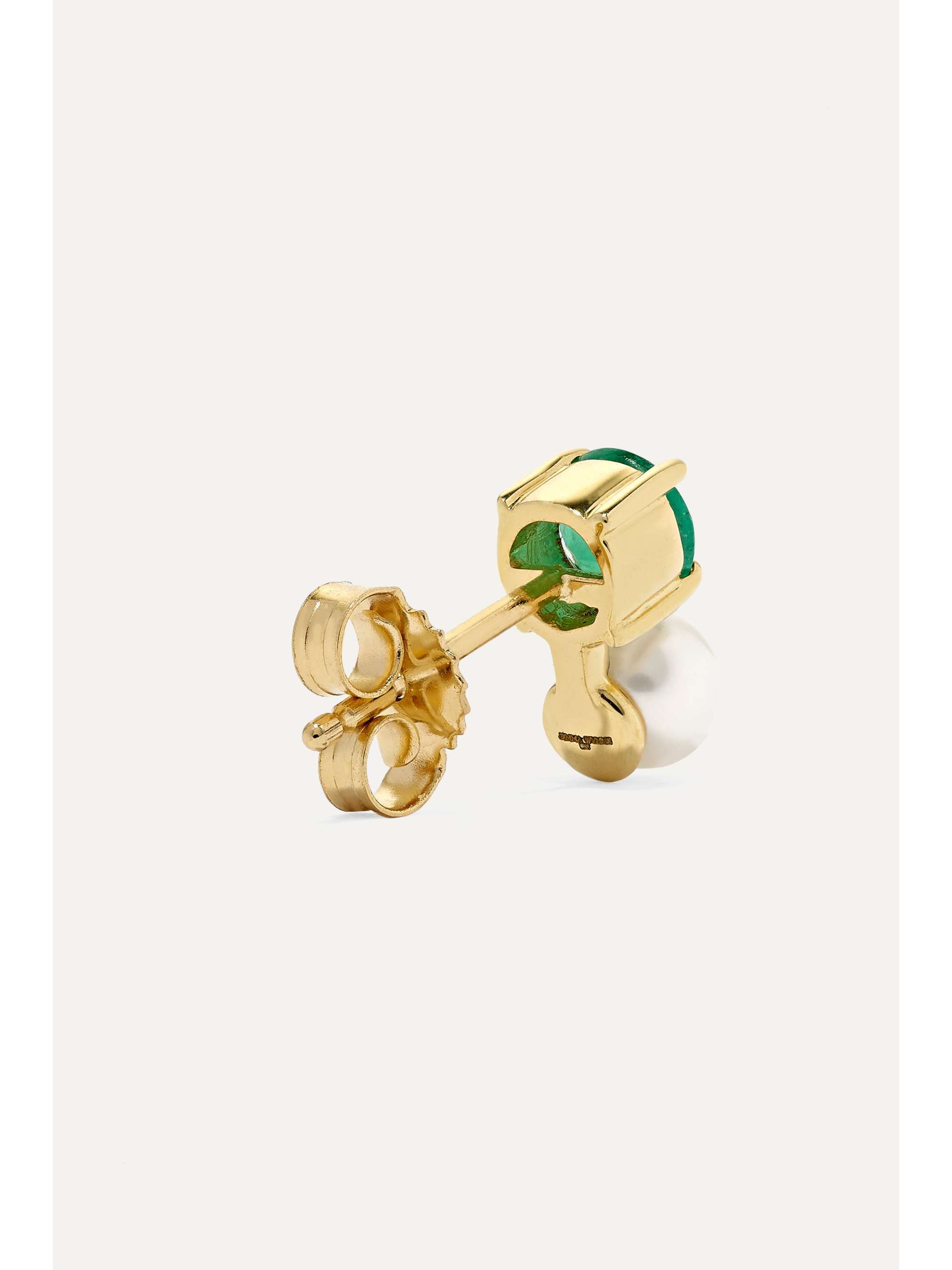 JEMMA WYNNE 18-karat gold, emerald and pearl earring