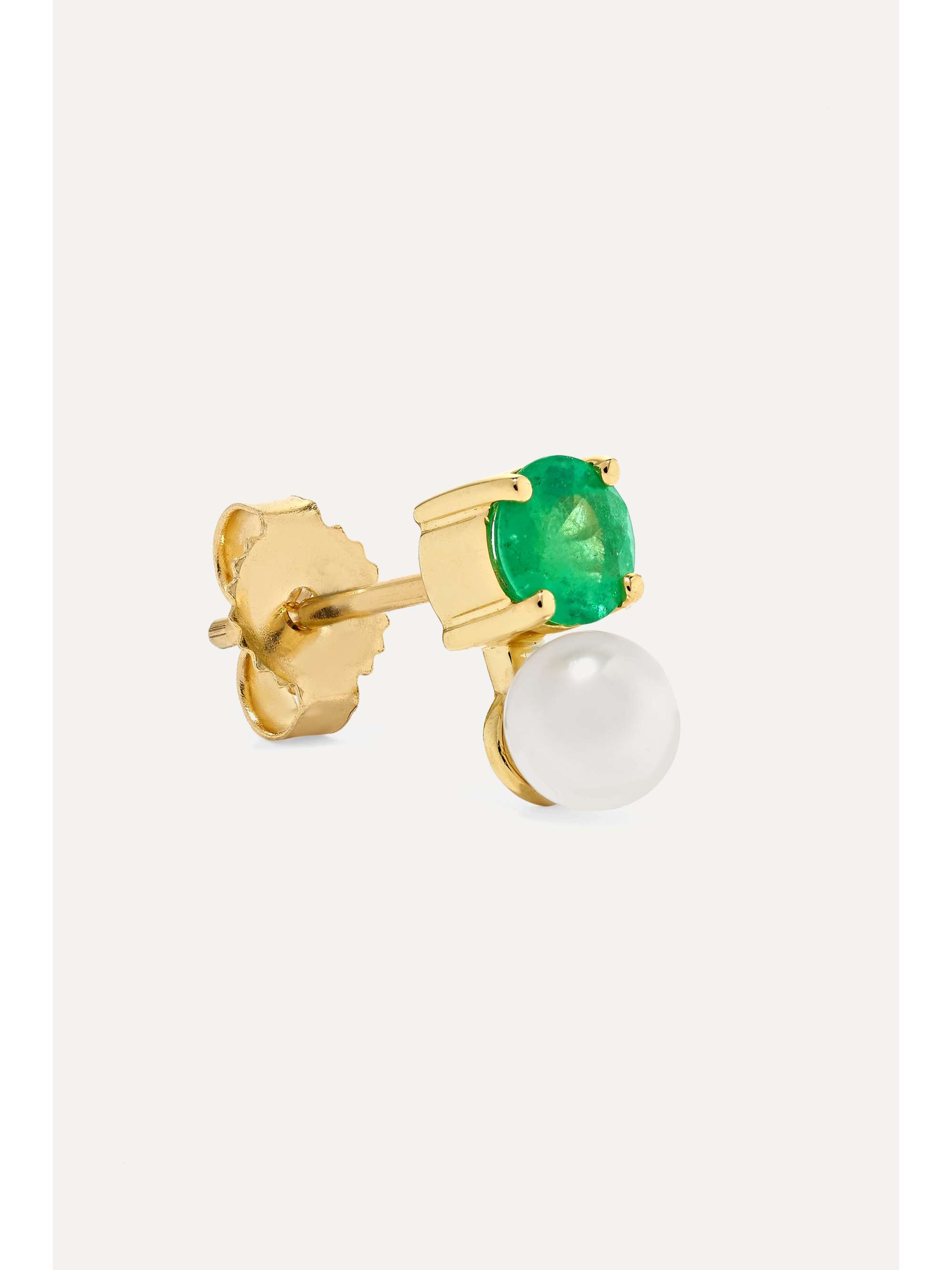 JEMMA WYNNE 18-karat gold, emerald and pearl earring